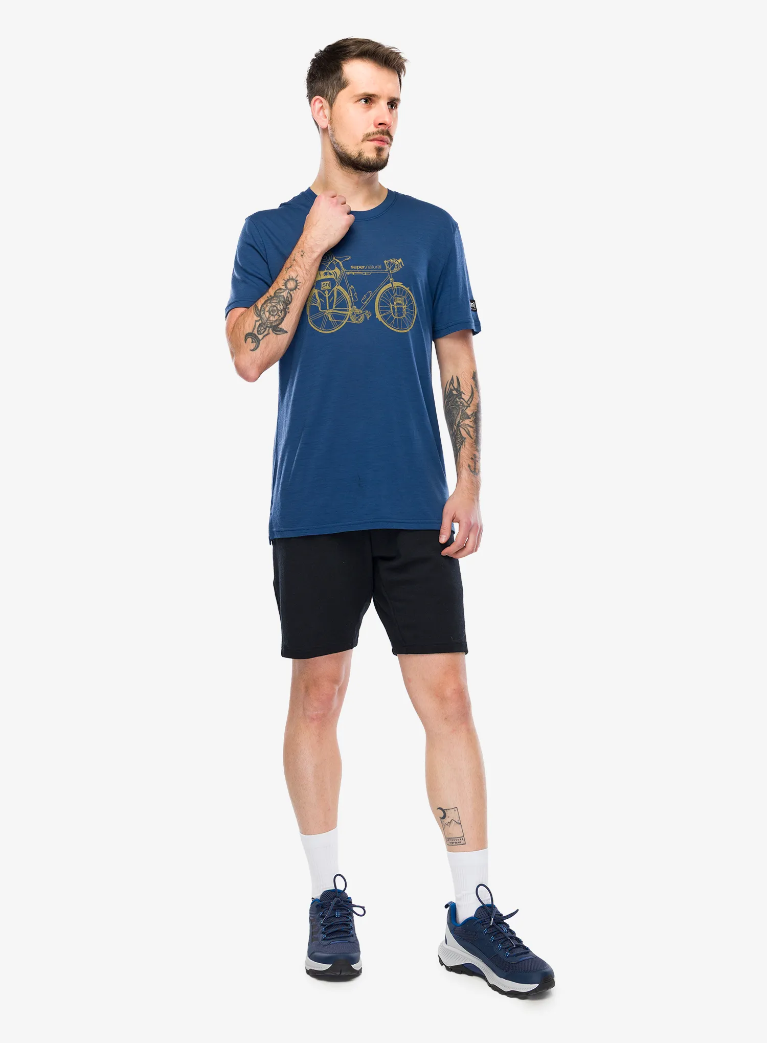 Tričko s potiskem Super.natural Wander Wheel Tee - ocean blue/dried tobacco