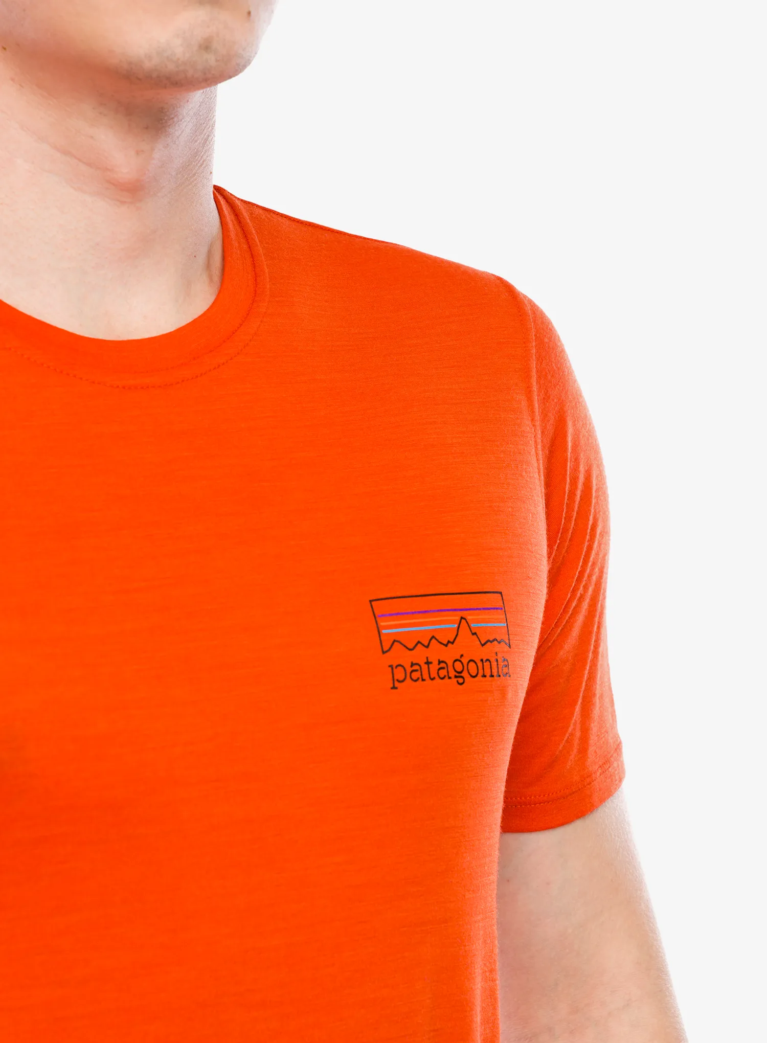Merino triko Patagonia Cap Cool Merino Graphic Shirt - fitz roy strata/orange