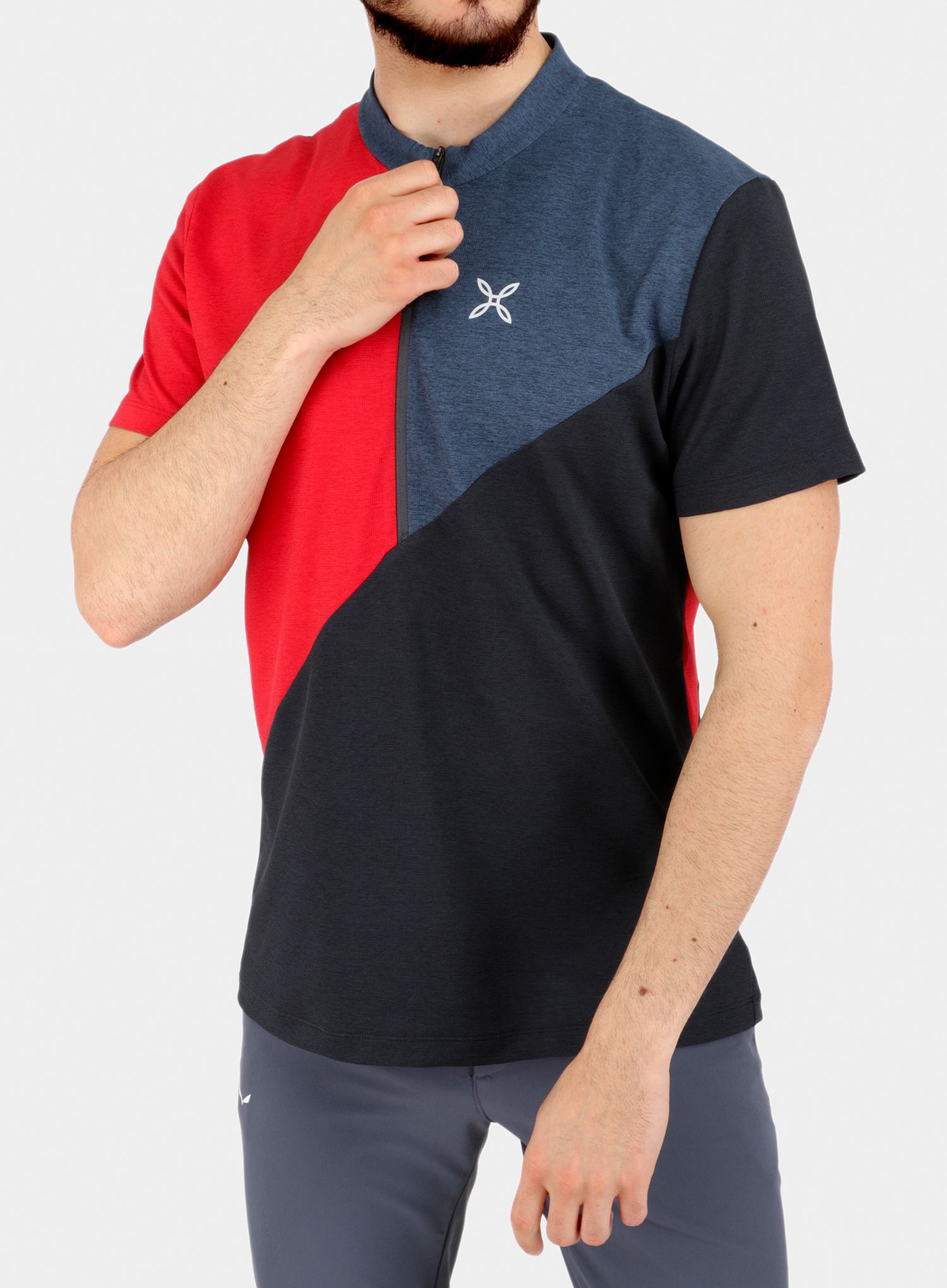 Rychleschnoucí tričko Montura Vertical Block Zip T-shirt - red