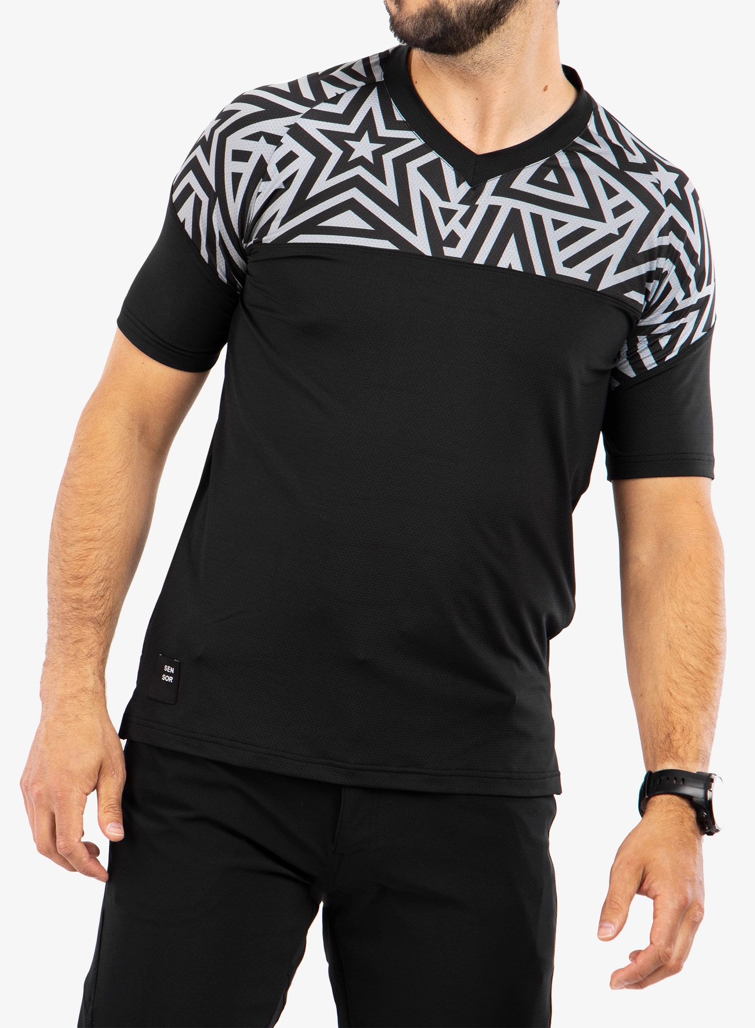 Cyklistické tričko Sensor Helium Jersey SS - black/stars