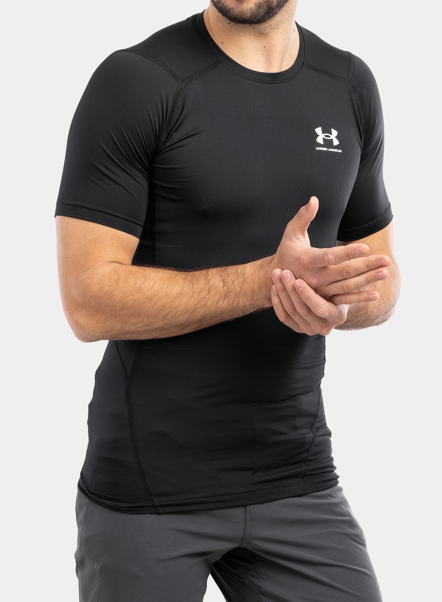 Tričko Under Armour HG Armour Comp S/S - black/white