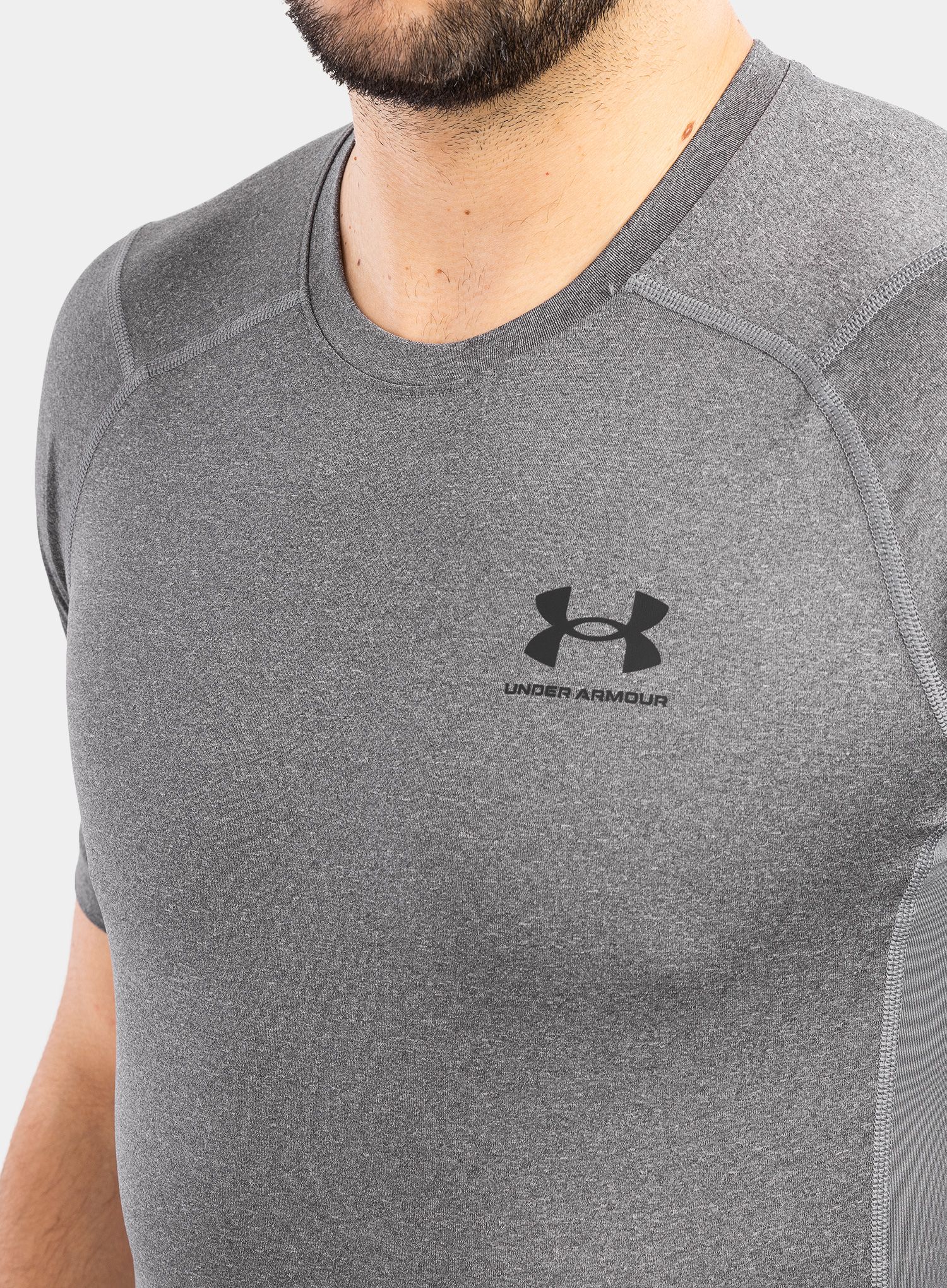 Tričko Under Armour HG Armour Comp S/S - c.heather/black