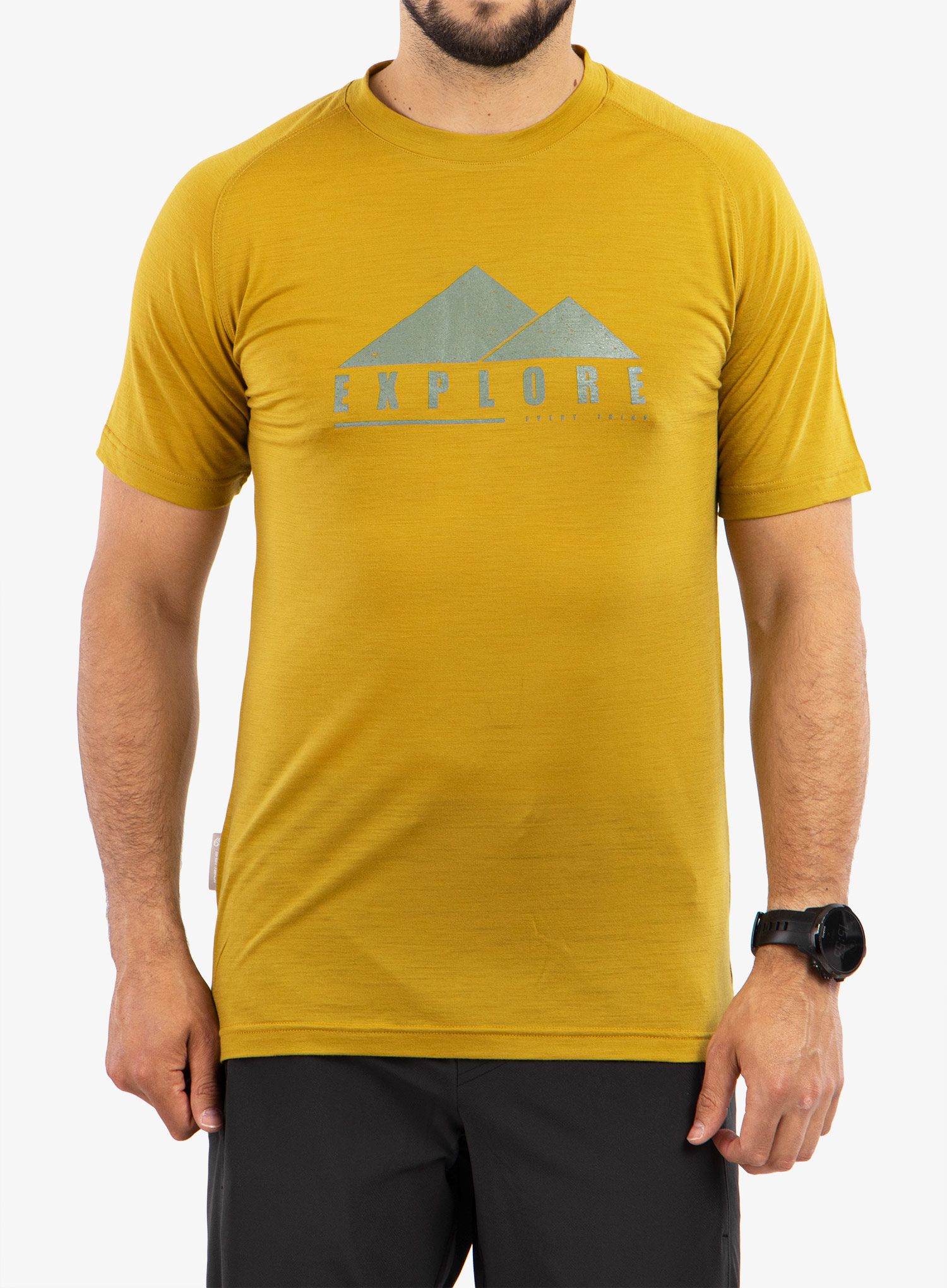 Tričko s potiskem Sensor Merino Air PT Explore - mustard