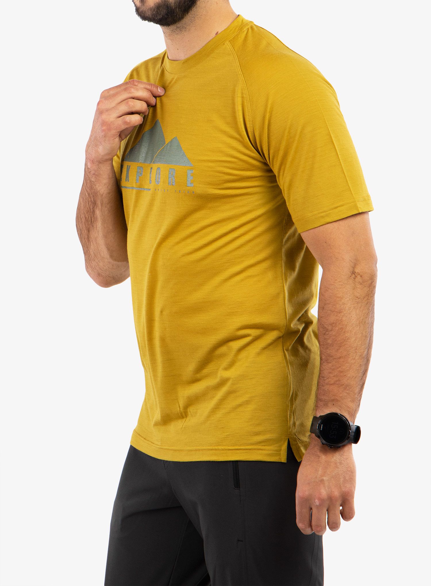 Tričko s potiskem Sensor Merino Air PT Explore - mustard
