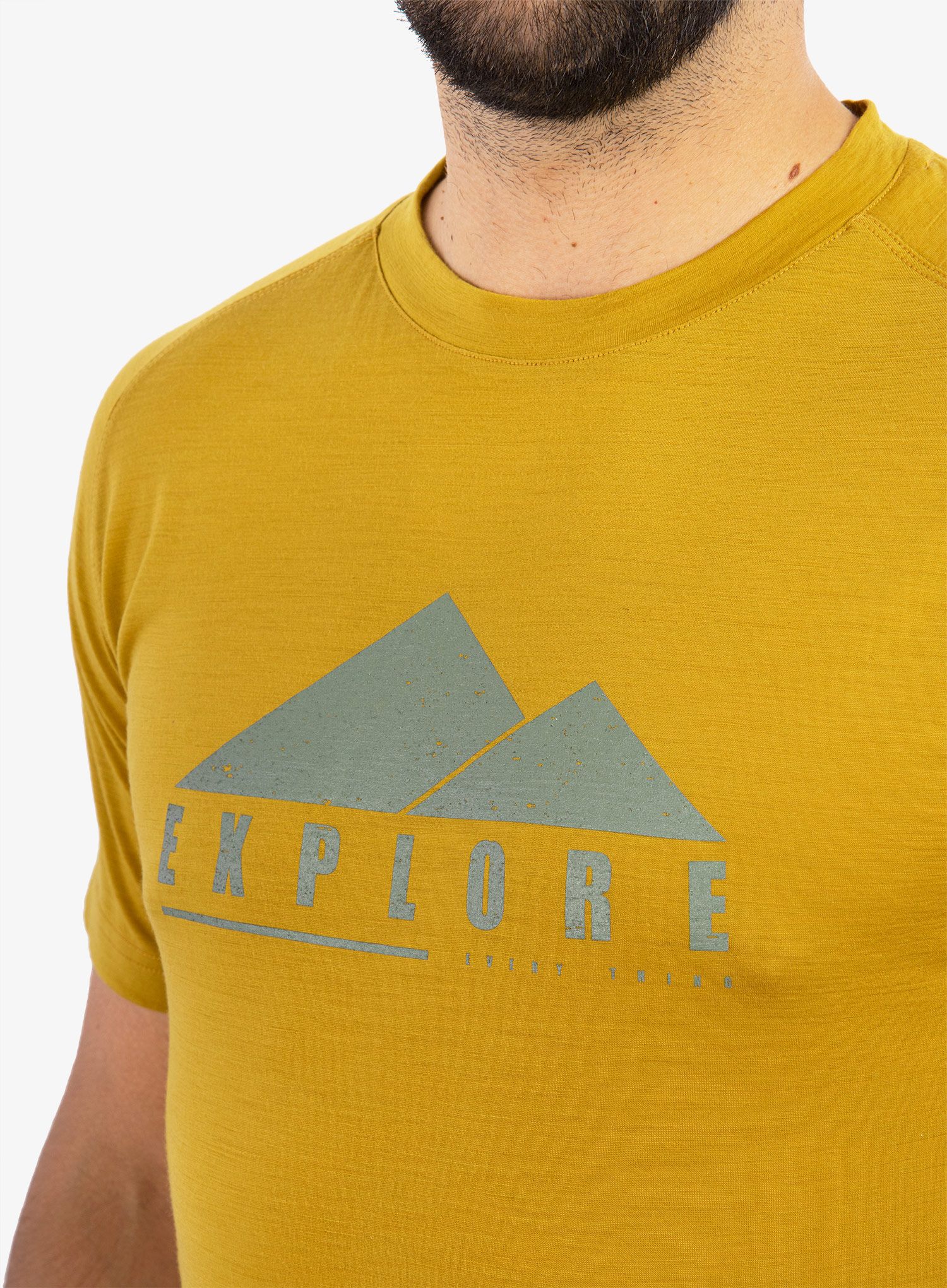 Tričko s potiskem Sensor Merino Air PT Explore - mustard