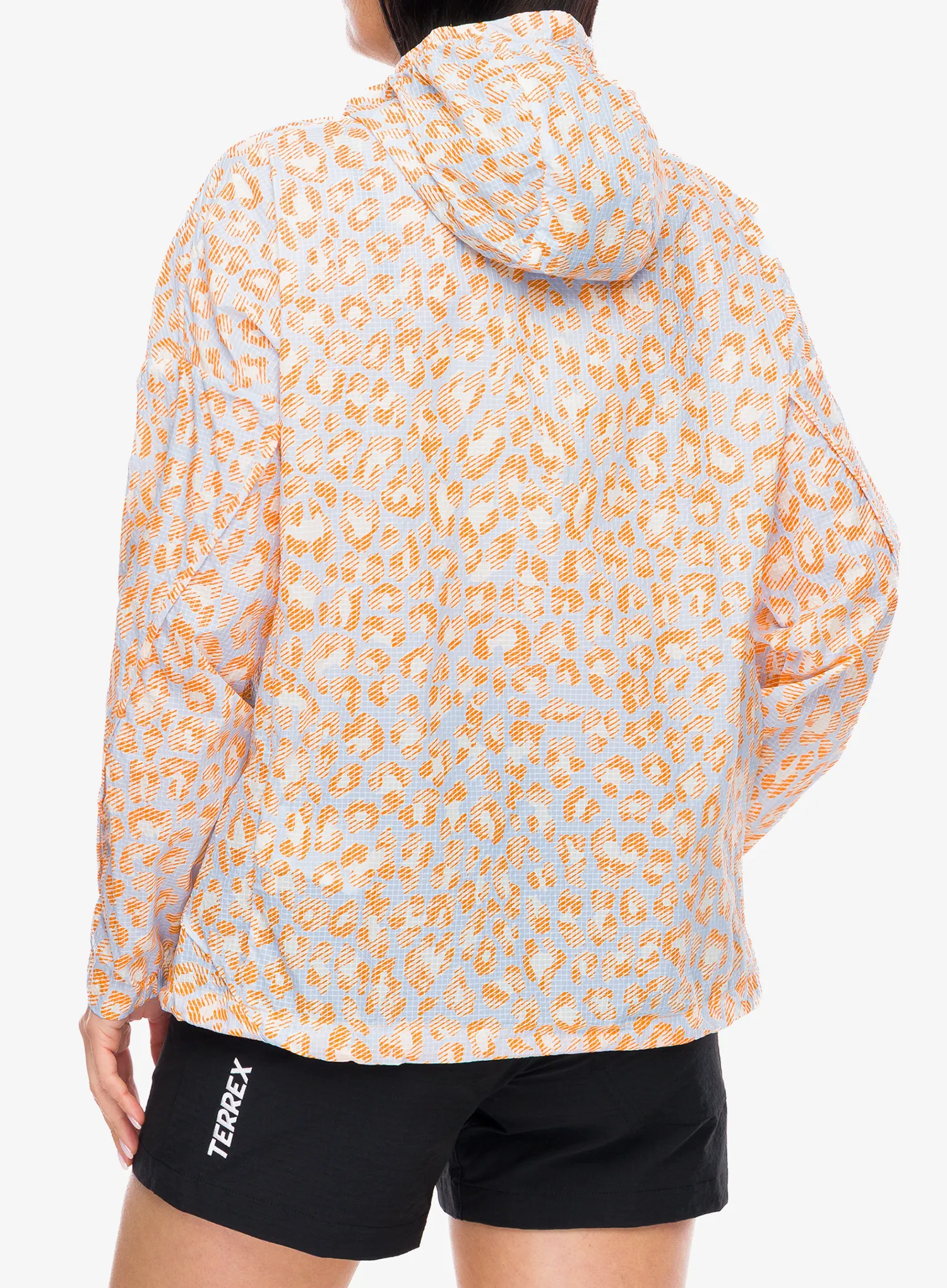 Dámská bunda adidas TERREX Xploric CLIMA365 Printed Wind Anorak - white/glow blue/pure tangerine