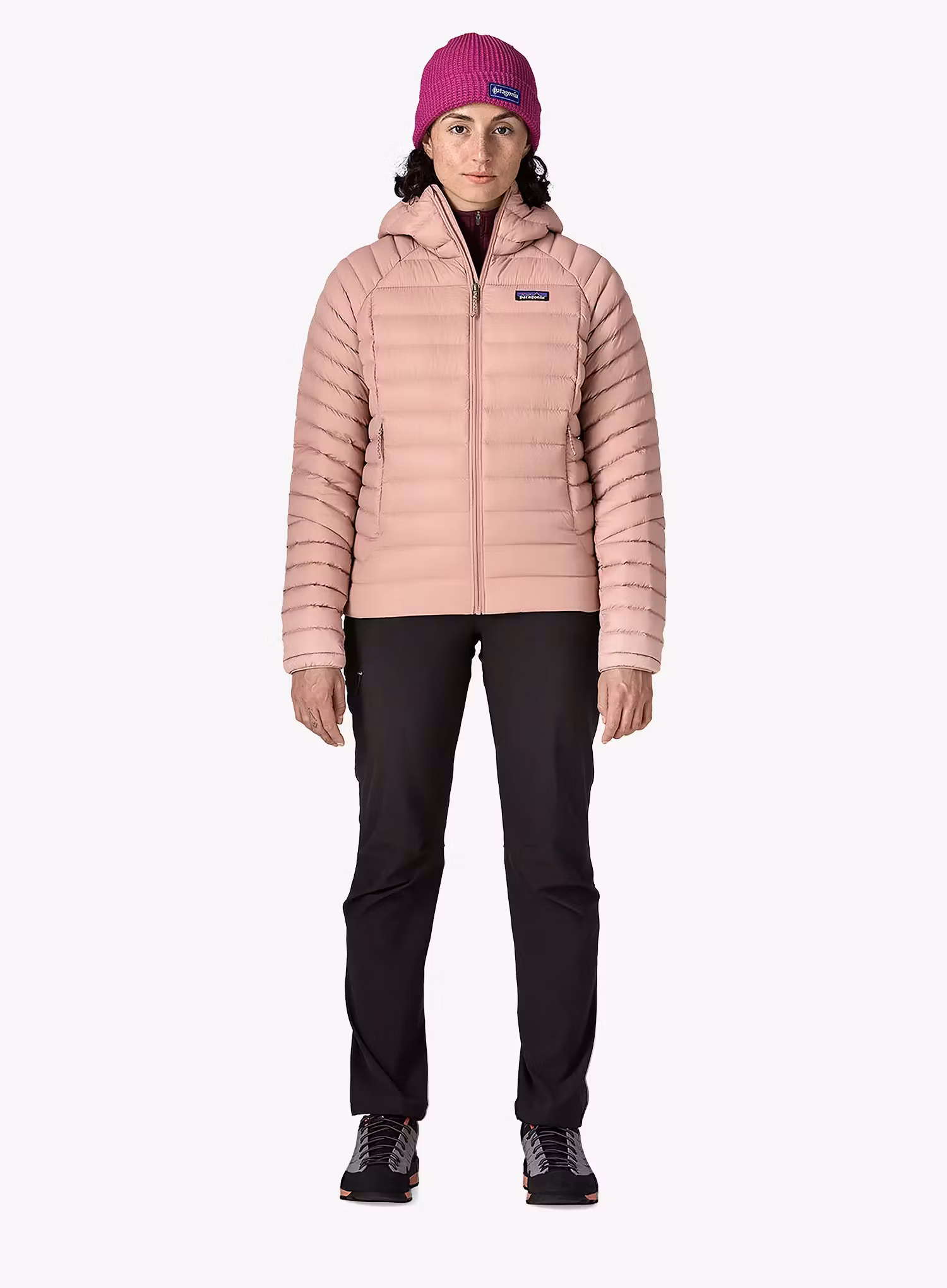Dámská bunda Patagonia Down Sweater Hoody - moonrise taupe
