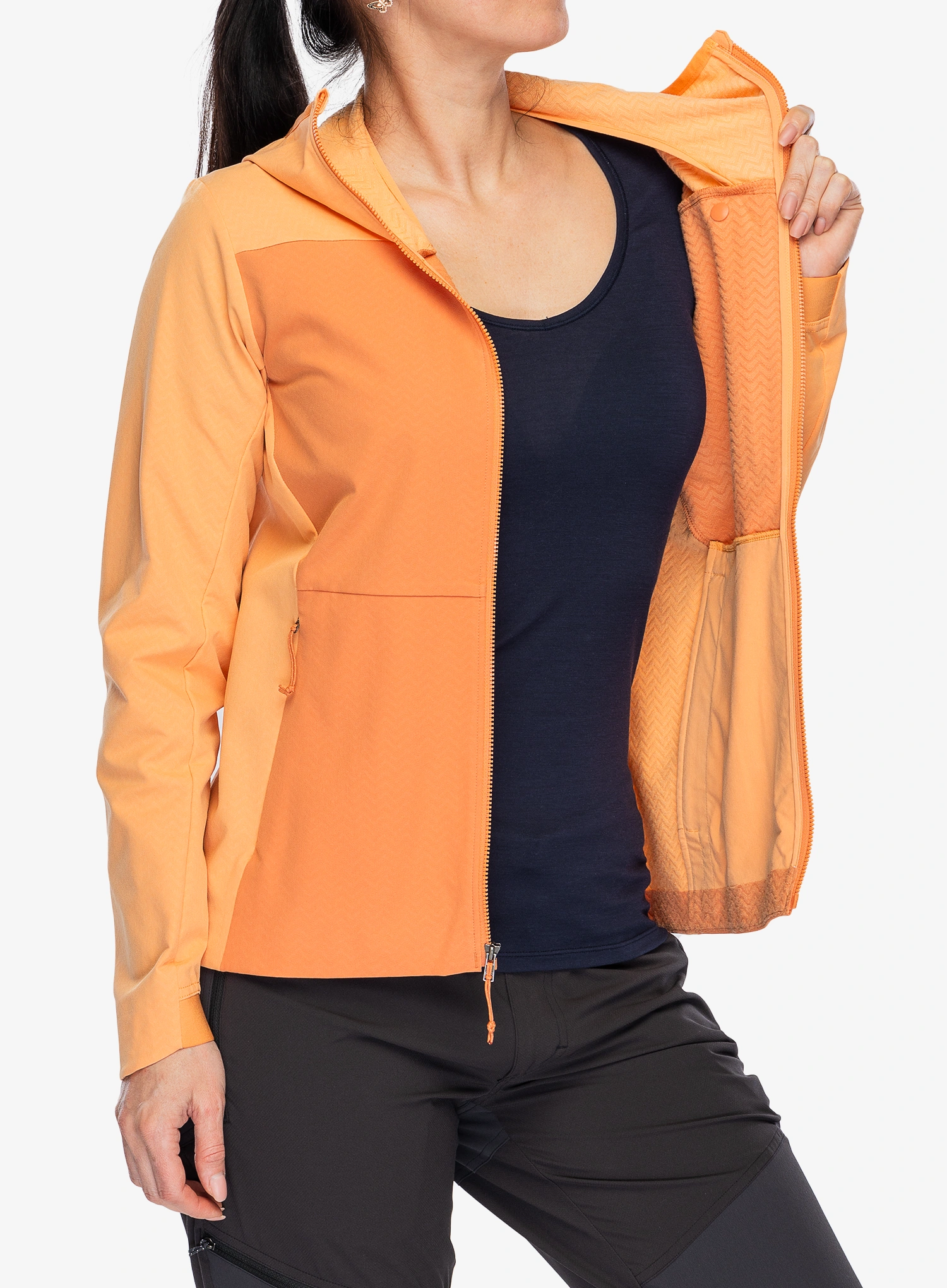 Dámská bunda Patagonia R1 CrossStrata Hoody - rock melon