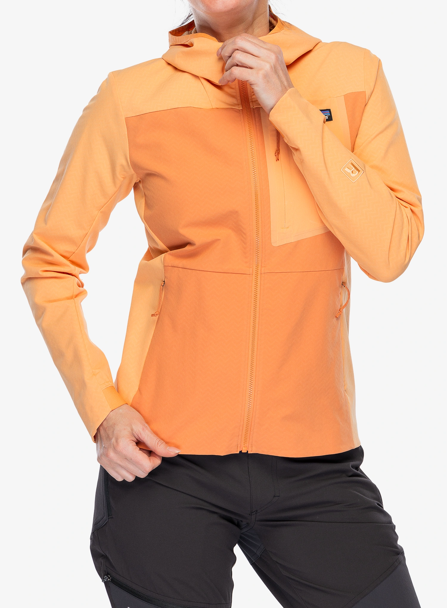 Dámská bunda Patagonia R1 CrossStrata Hoody - rock melon