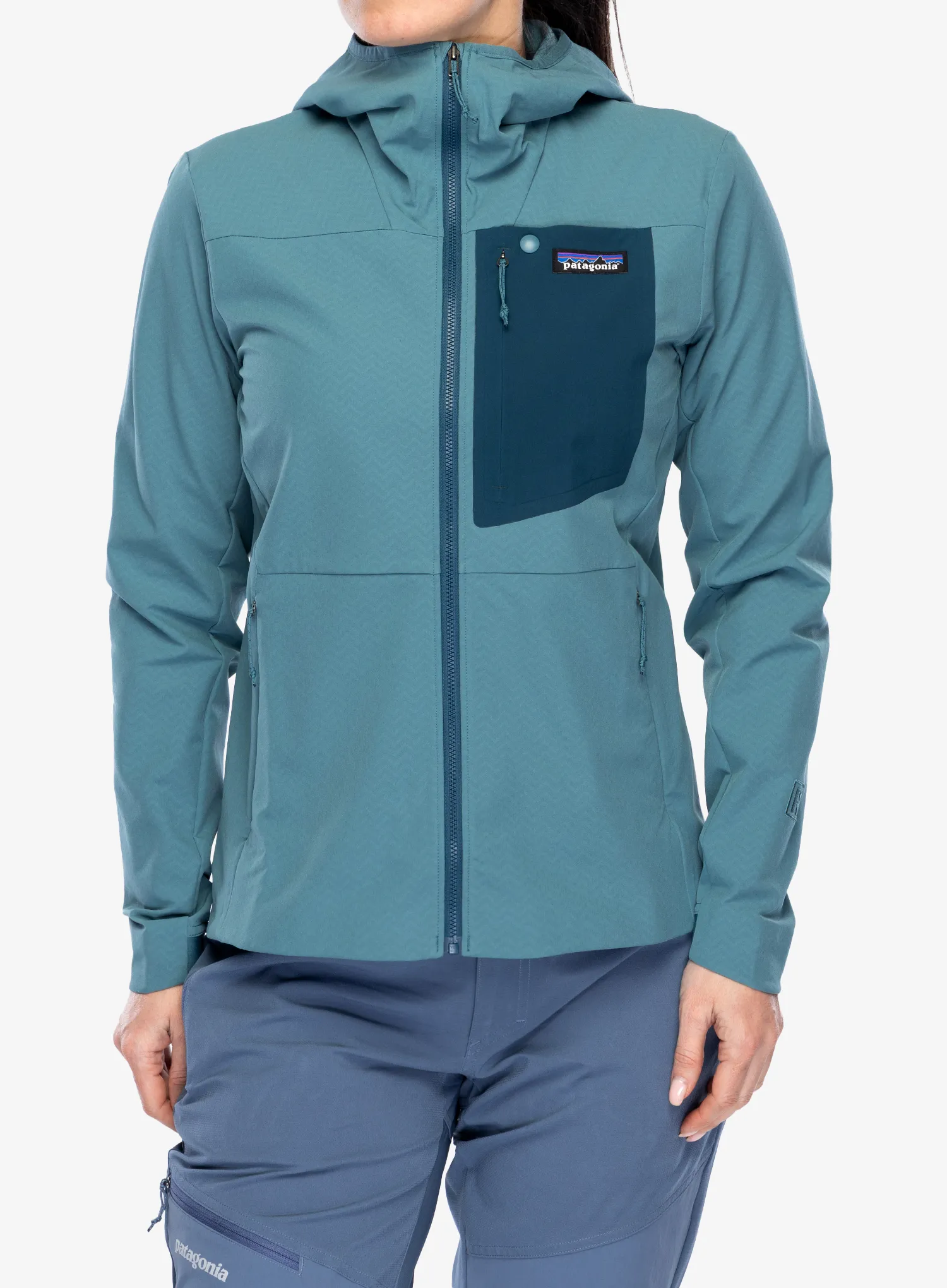 Dámská bunda Patagonia R1 CrossStrata Hoody - wetland blue