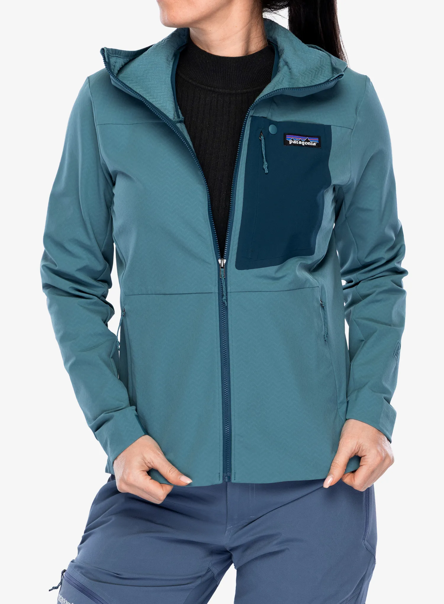 Dámská bunda Patagonia R1 CrossStrata Hoody - wetland blue