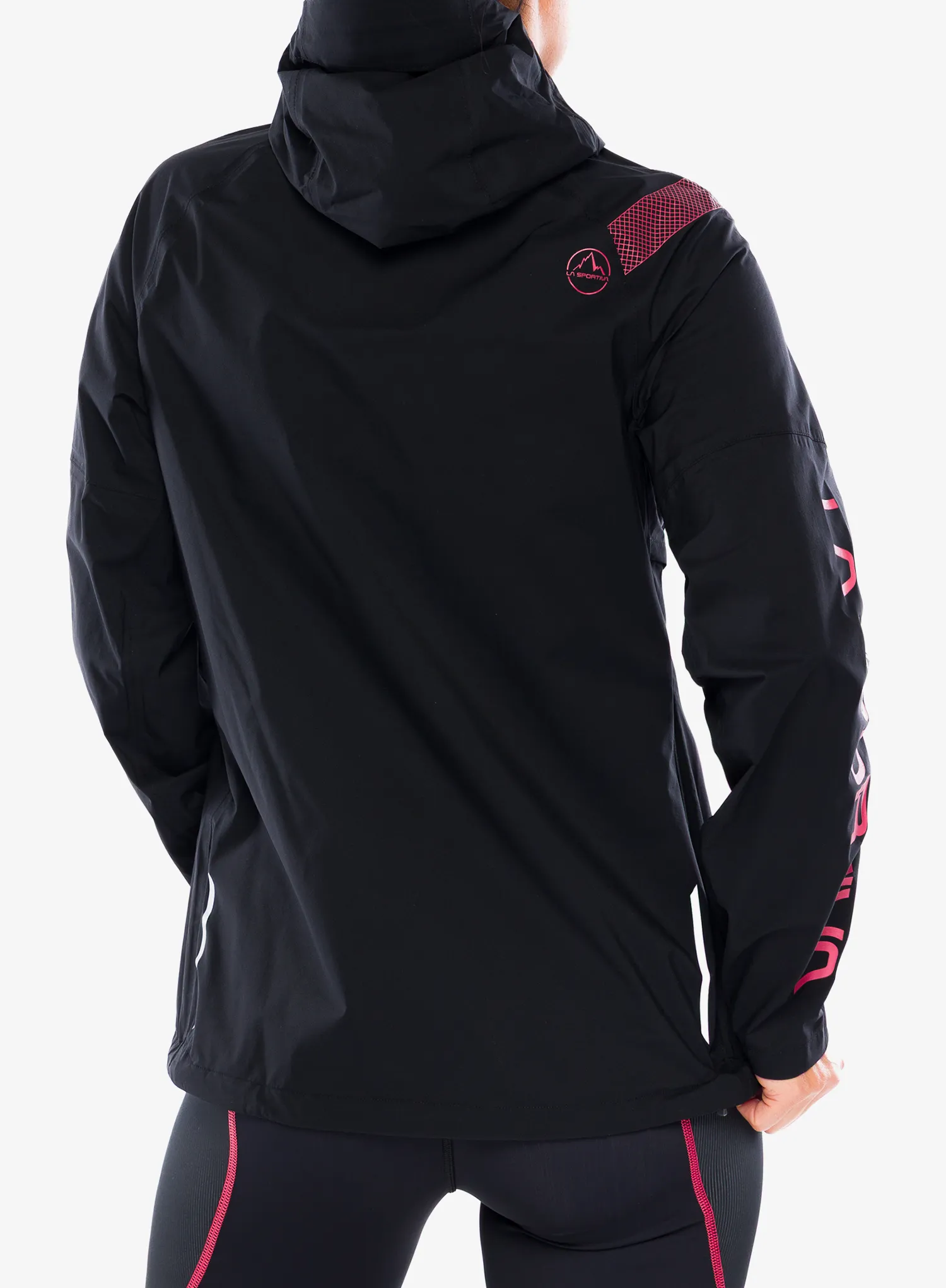 Bunda na běhání dámská La Sportiva Pocketshell Jacket - black/hibiscus