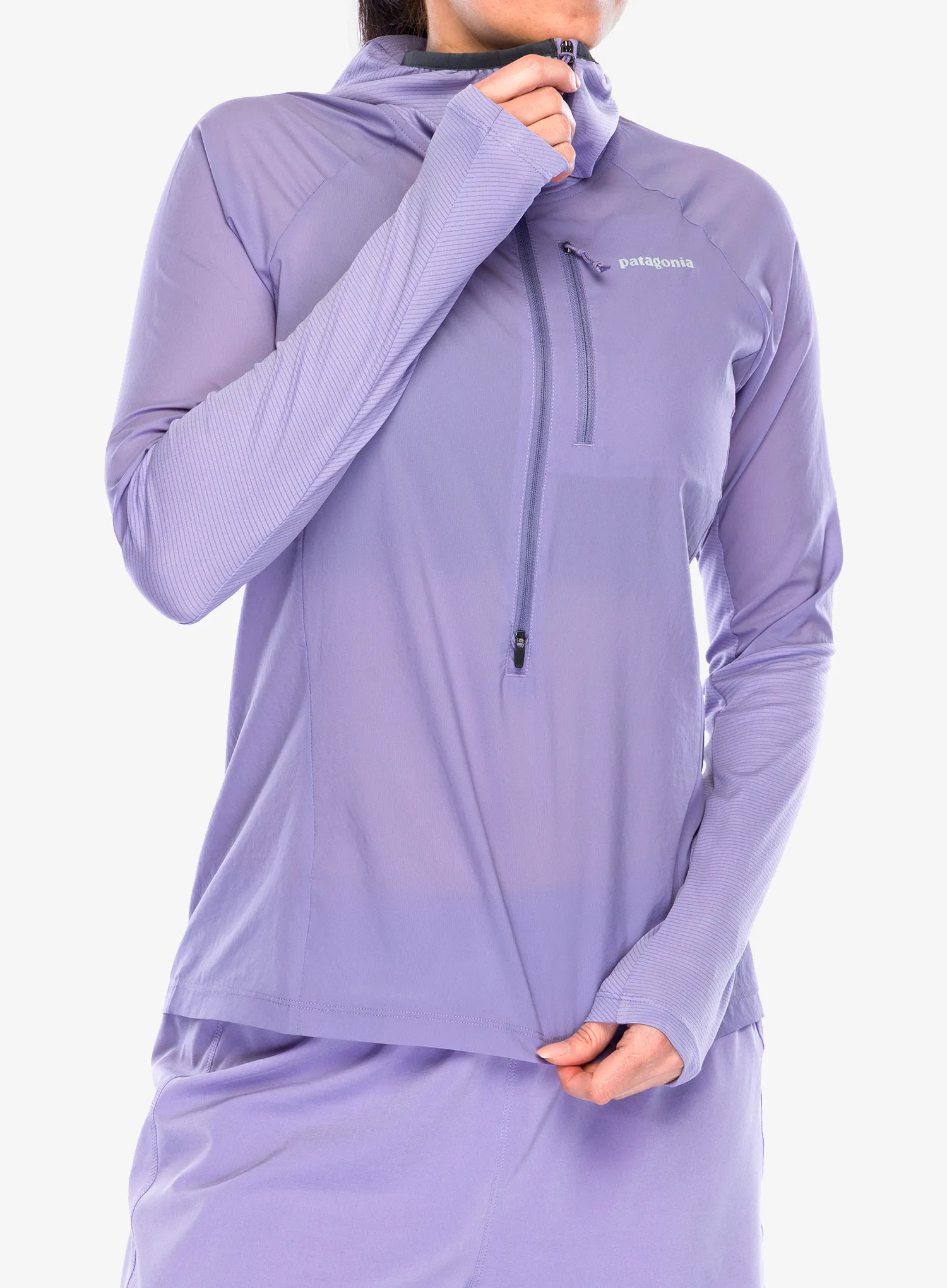 Bunda na běhání dámská Patagonia Airshed Pro Pullover - concrete purple