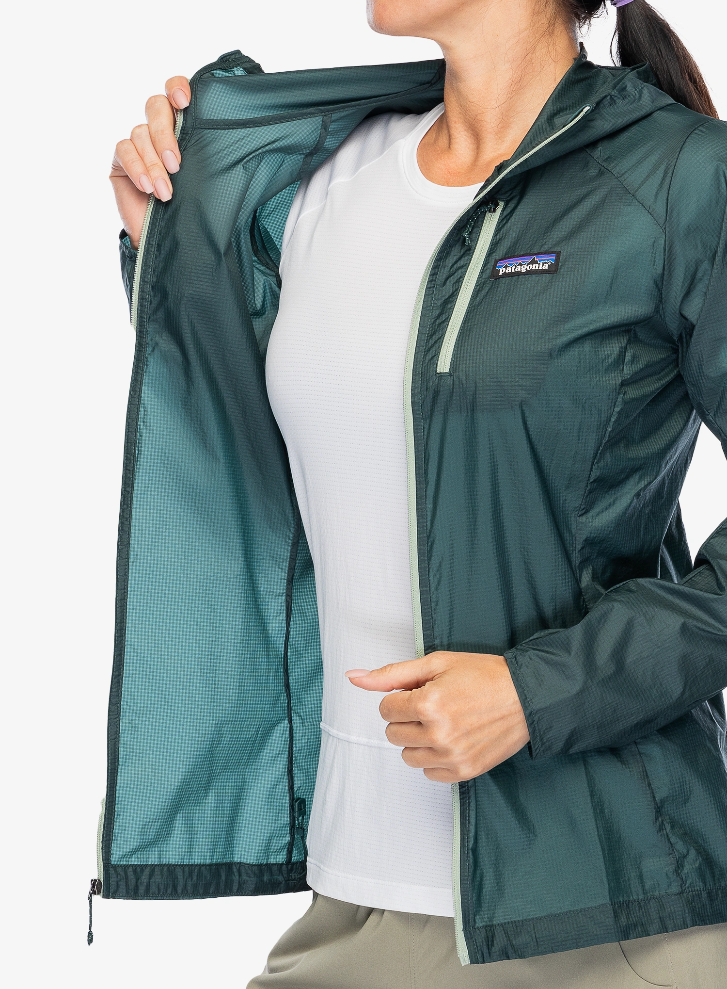 Bunda na běhání dámská Patagonia Houdini Jacket - cascade green