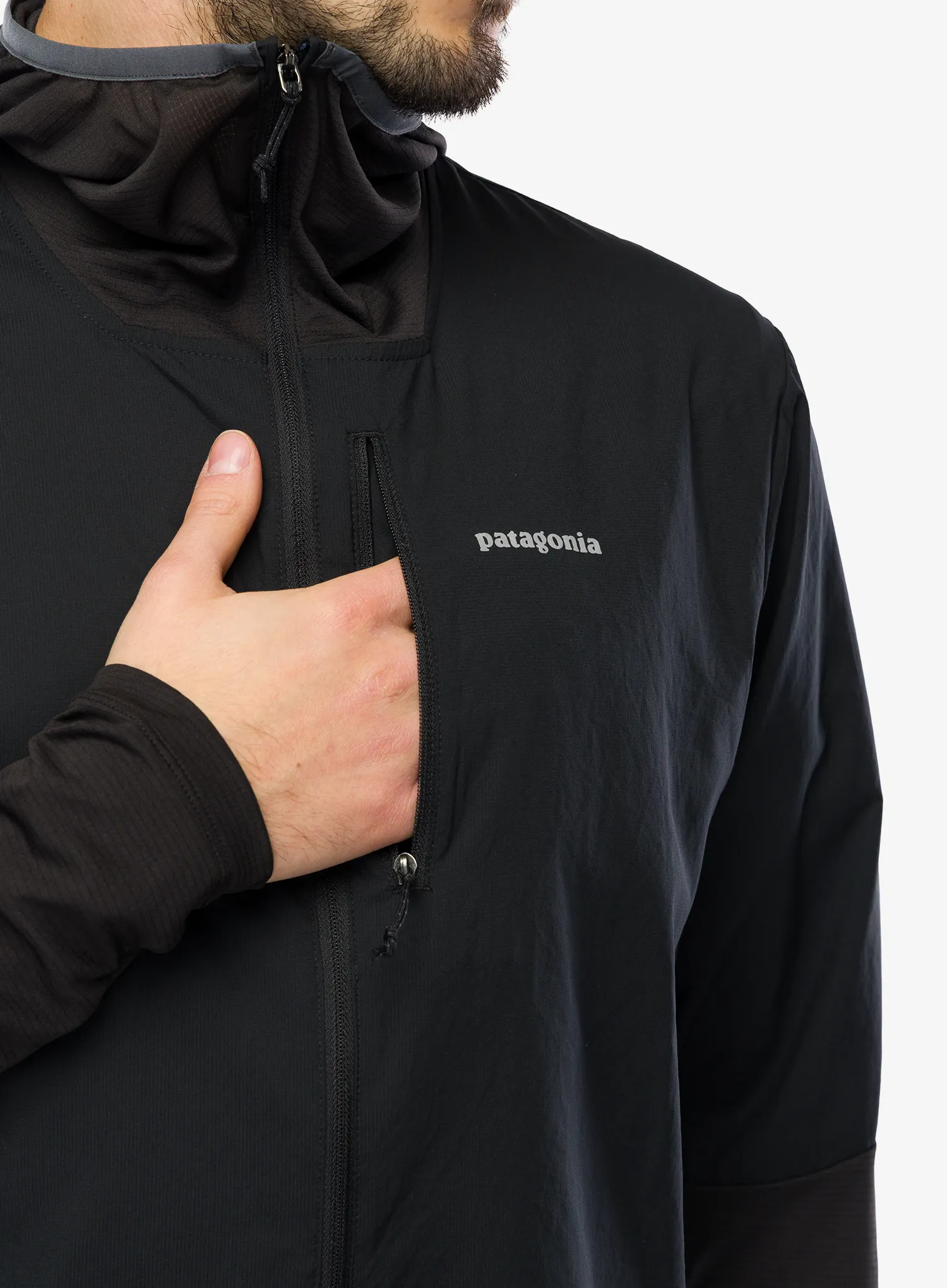 Bunda na běhání Patagonia Airshed Pro Pullover - black