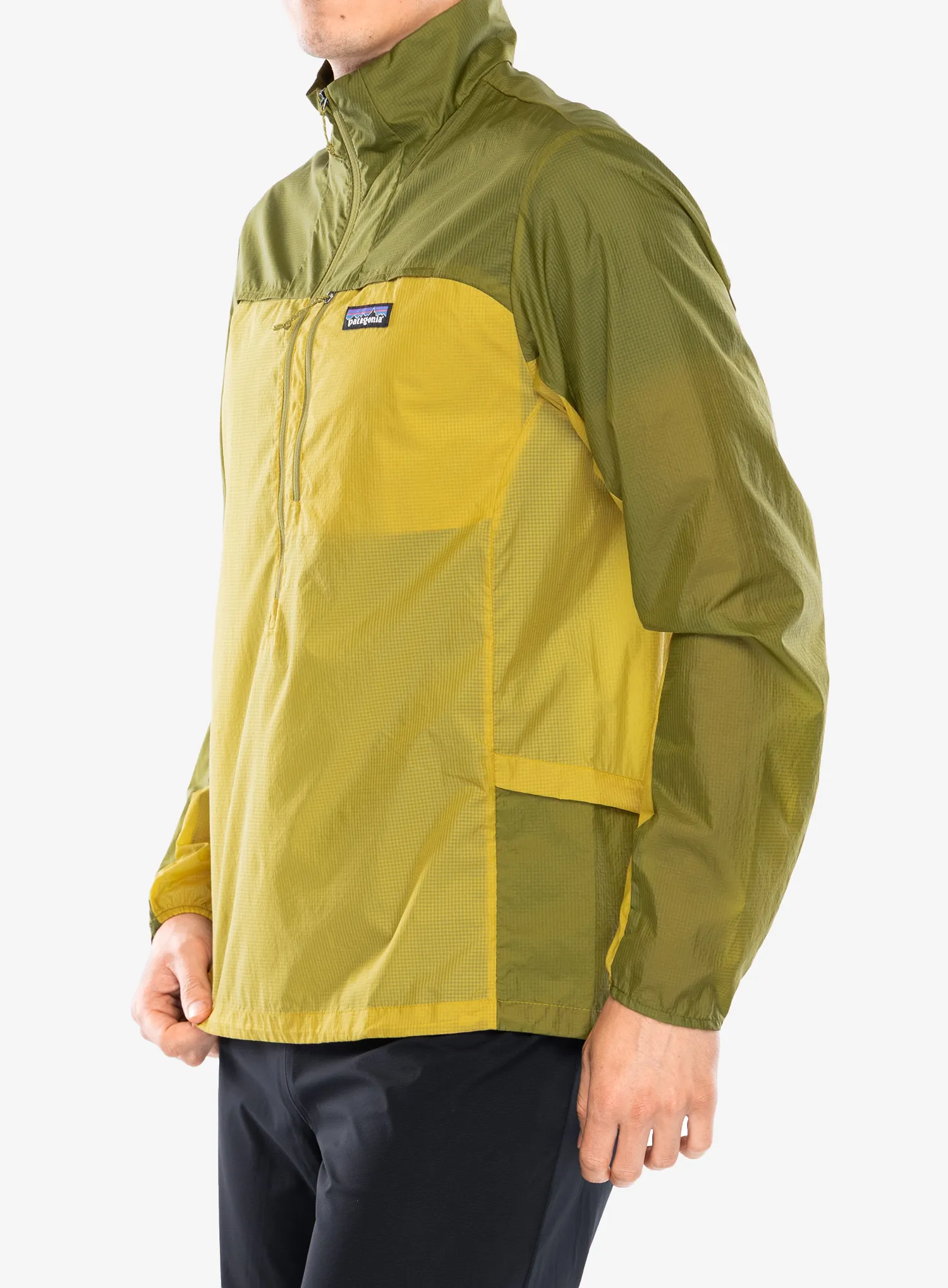 Bunda na běhání Patagonia Houdini Stash 1/2 Zip Pullover - bundle green/graze green