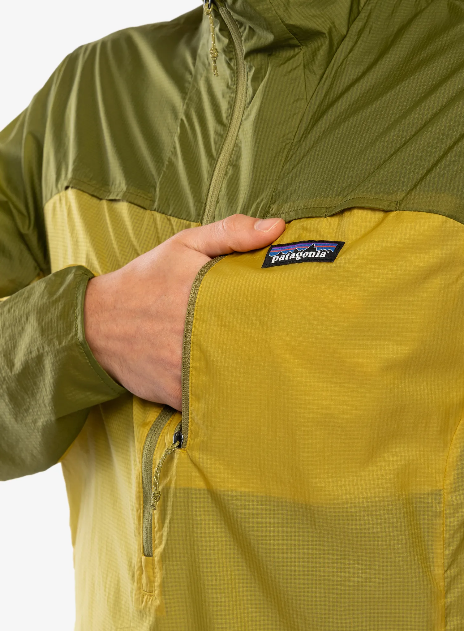 Bunda na běhání Patagonia Houdini Stash 1/2 Zip Pullover - bundle green/graze green