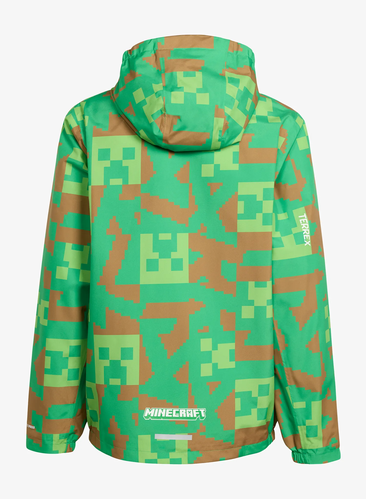 Dětská bunda adidas TERREX Minecraft Climaproof Rain Jacket - green/brown desert/luc lime