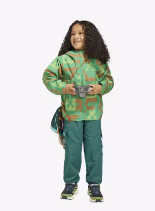 Dětská bunda adidas TERREX Minecraft Climaproof Rain Jacket - green/brown desert/luc lime