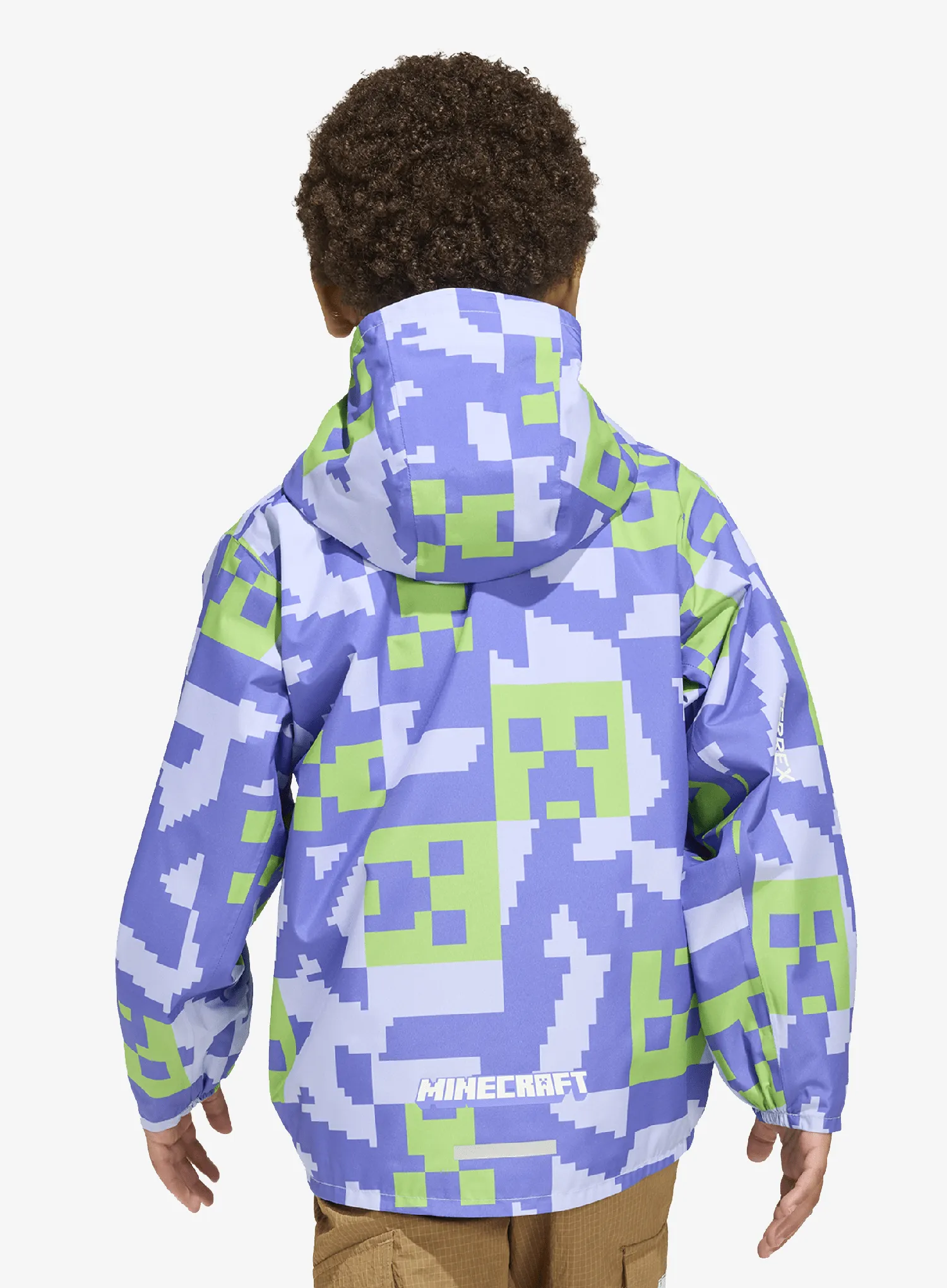 Dětská bunda adidas TERREX Minecraft Climaproof Rain Jacket - violet to/cobalt blue/luc lime