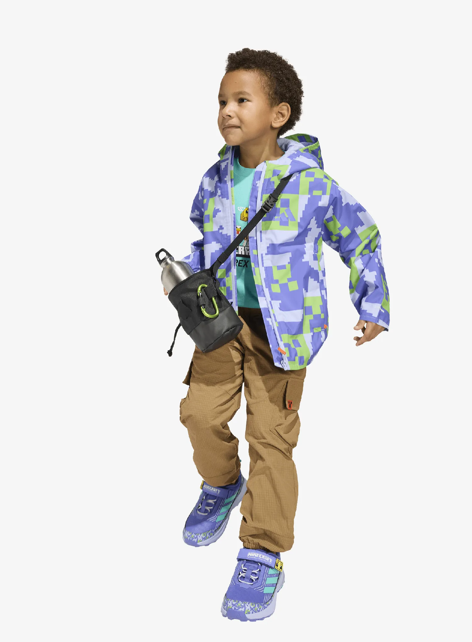 Dětská bunda adidas TERREX Minecraft Climaproof Rain Jacket - violet to/cobalt blue/luc lime