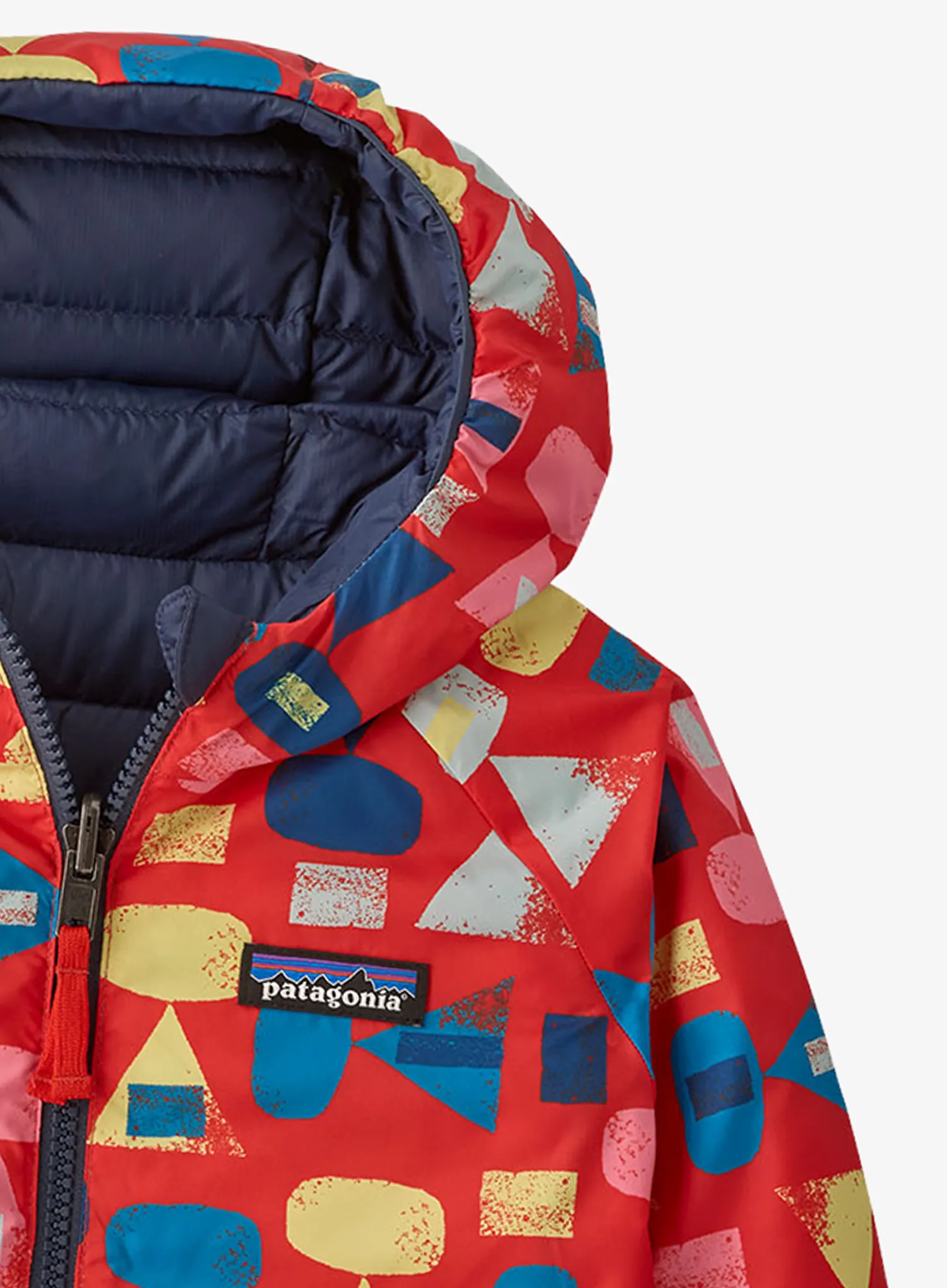 Dětská bunda Patagonia Baby Reversible Down Sweater Hoody - forest being/sizzle red