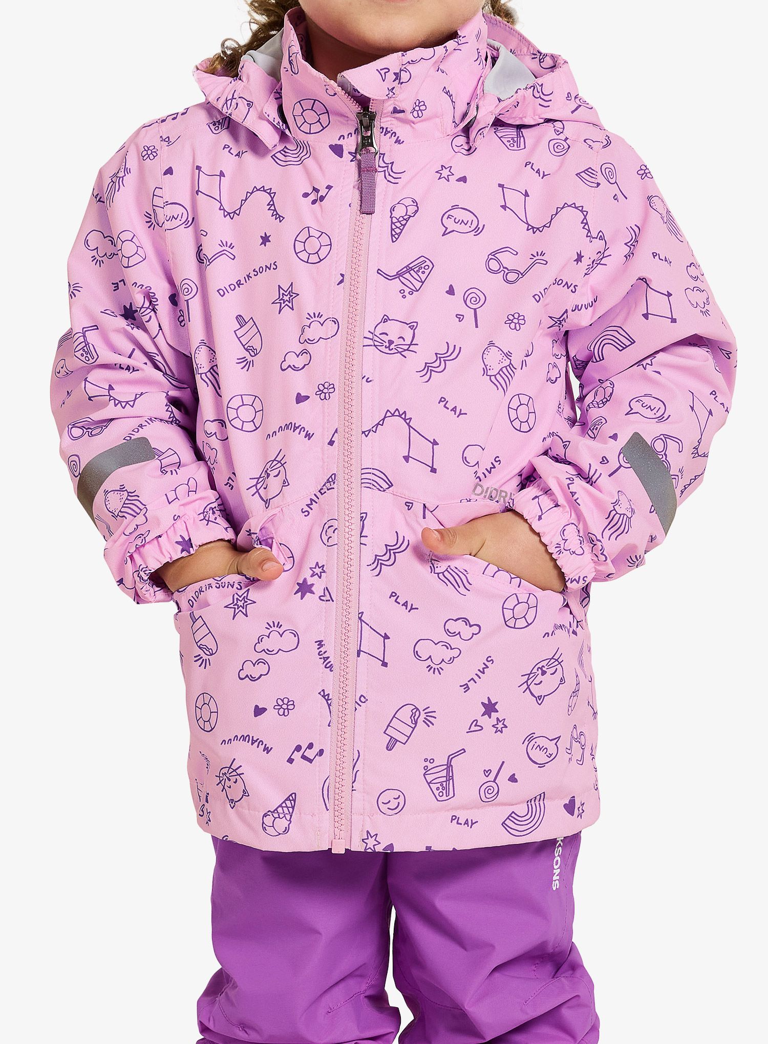Dívčí bunda Didriksons Norma Print Jacket 3 - doodle orchid pink