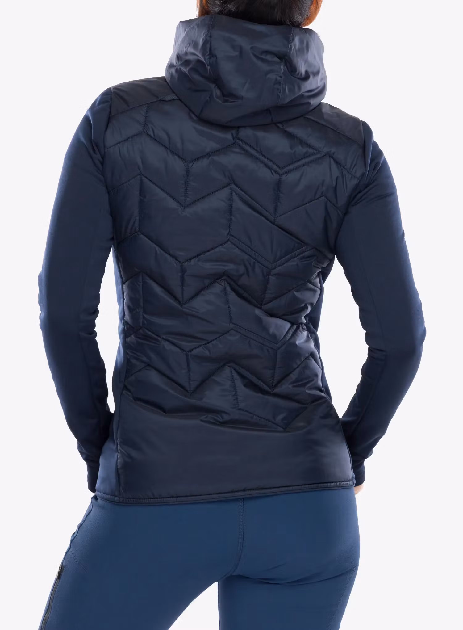 Hybridní bunda dámská Peak Performance Elevate Liner Hybrid Hood - blue shadow
