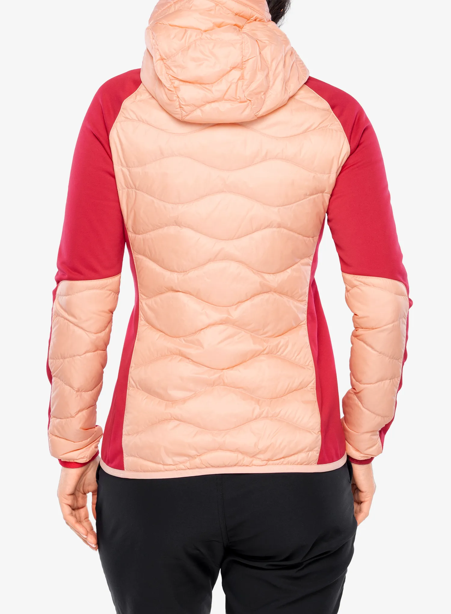 Hybridní bunda dámská Peak Performance Helium Down Hybrid Hood - peach fuzz/tech burgundy