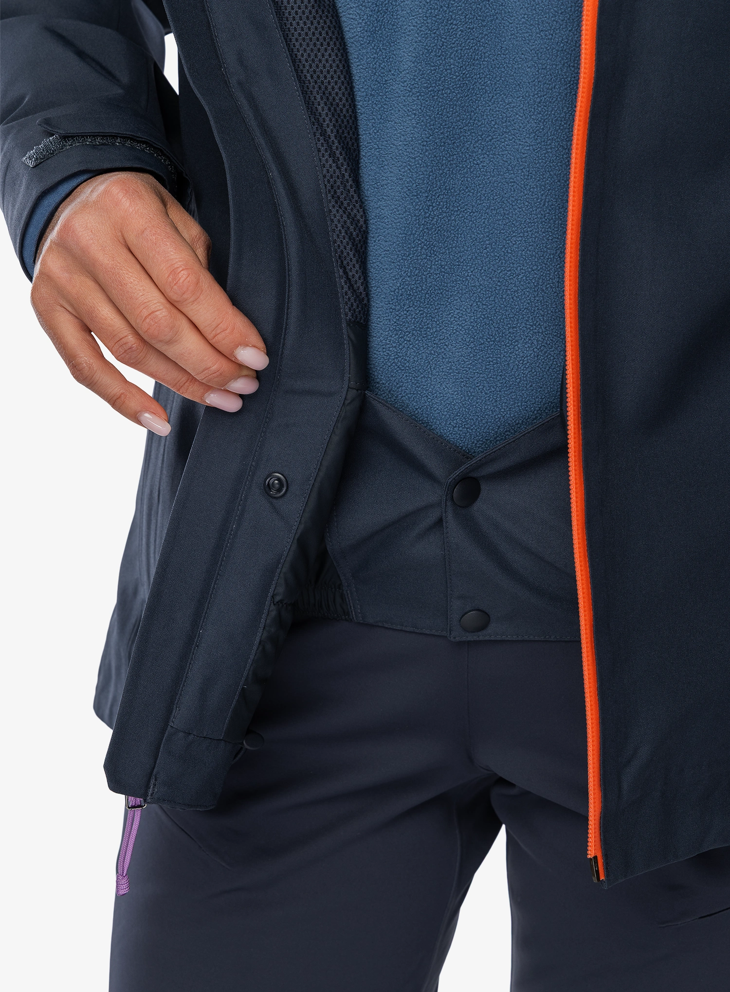 Dámská lyžařská bunda Patagonia Insulated Powder Town Jacket - smolder blue/orange peel