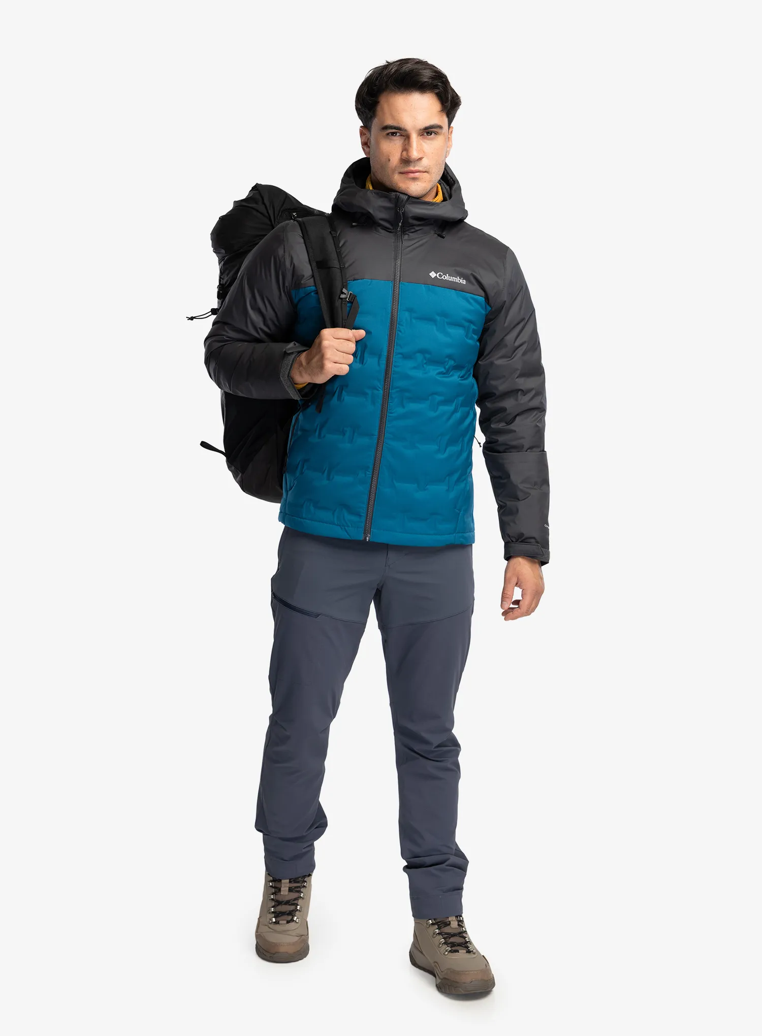 Zateplená bunda Columbia Grand Trek IV Down Hooded Jacket - phoenix blue/shark