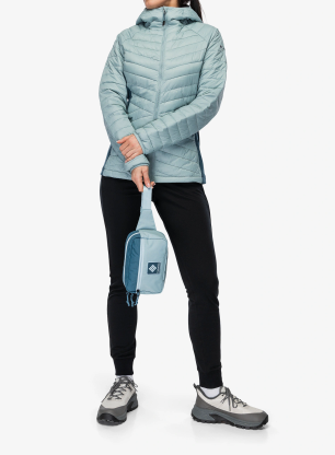 Zateplená bunda dámská Columbia Powder Pass III Hybrid Hooded Jkt - crushed blue/everblue
