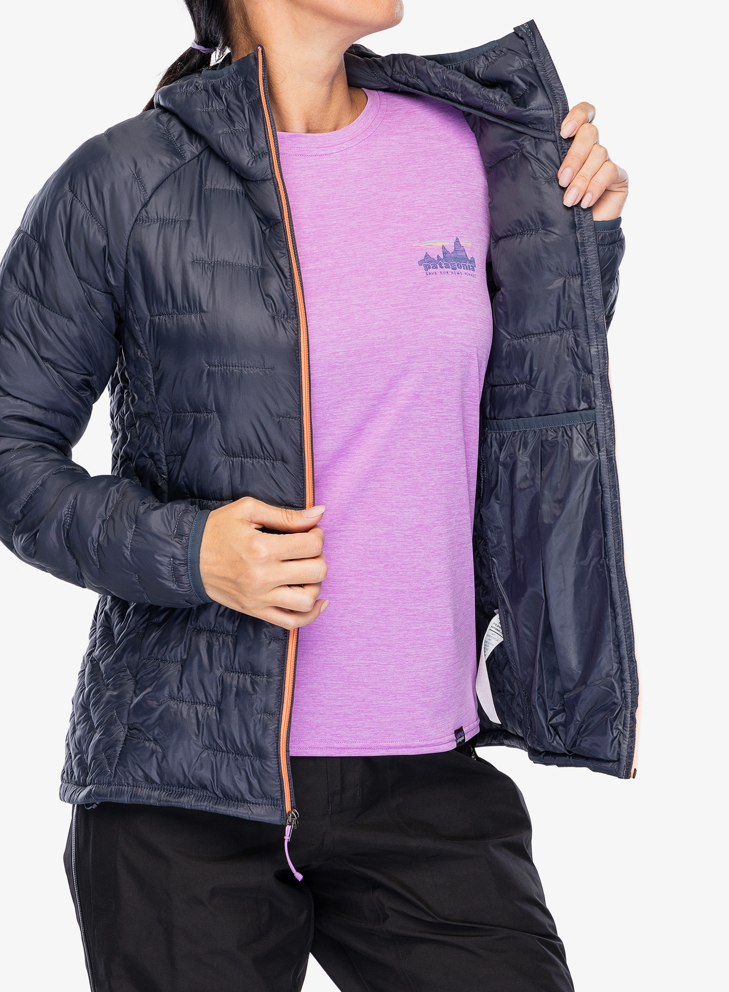 Zateplená bunda dámská Patagonia Micro Puff Hoody - smolder blue/p6 blue