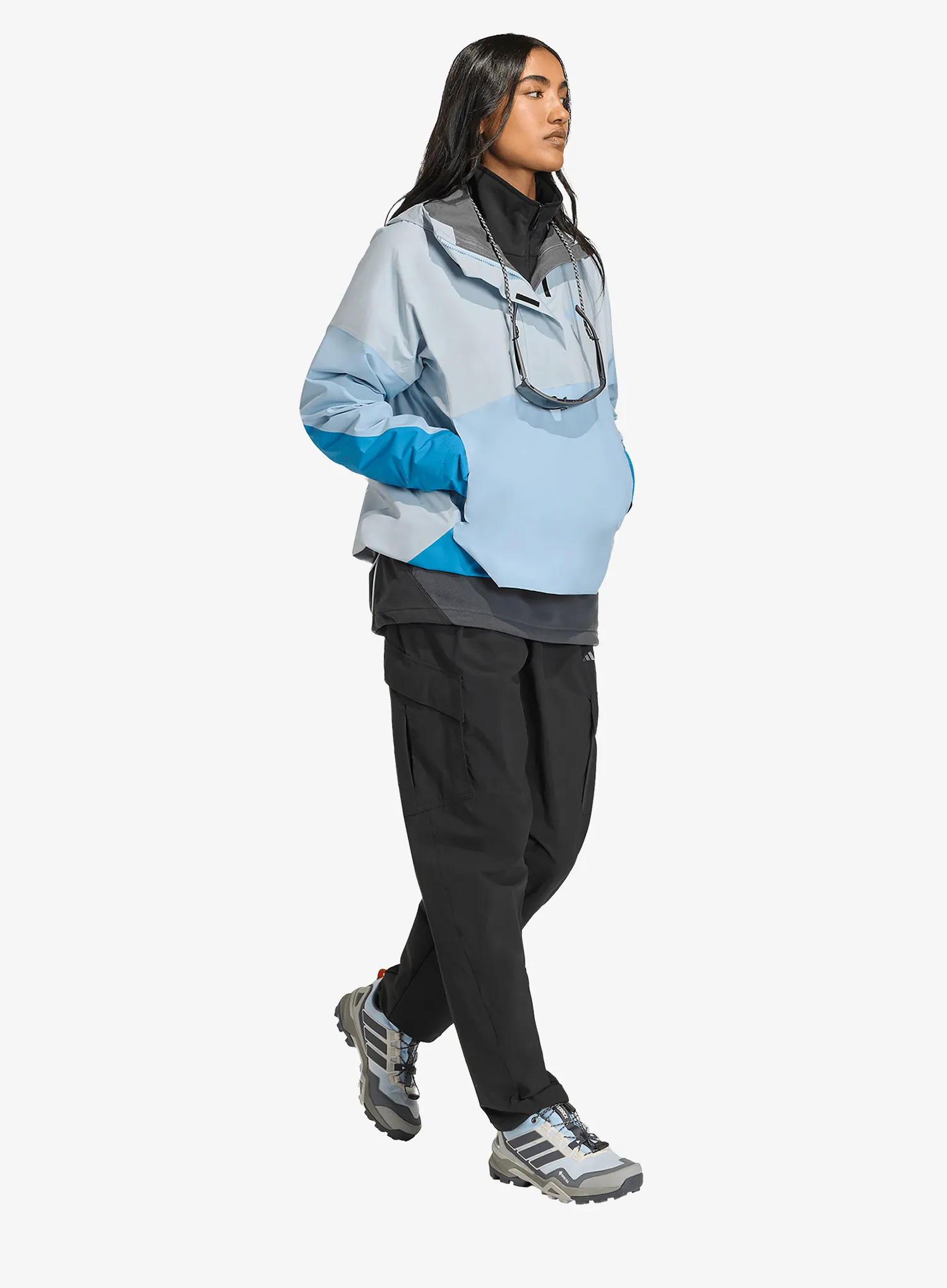 Dámská bunda do deště adidas TERREX Xploric 2.5L Climaproof Anorak - crystal sky/glow blue/ray blue