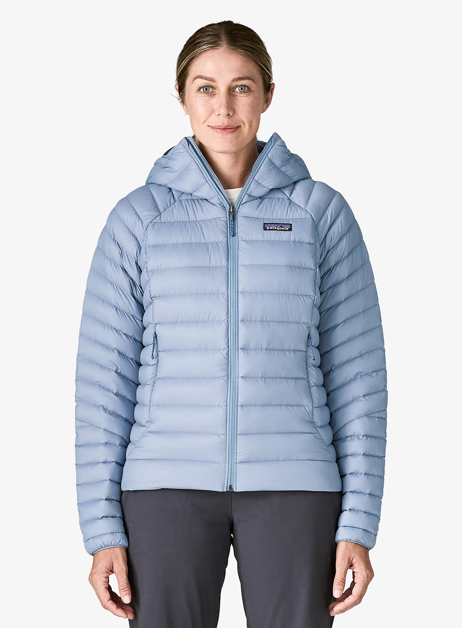 Dámská péřová bunda Patagonia Down Sweater Hoody - barnacle blue