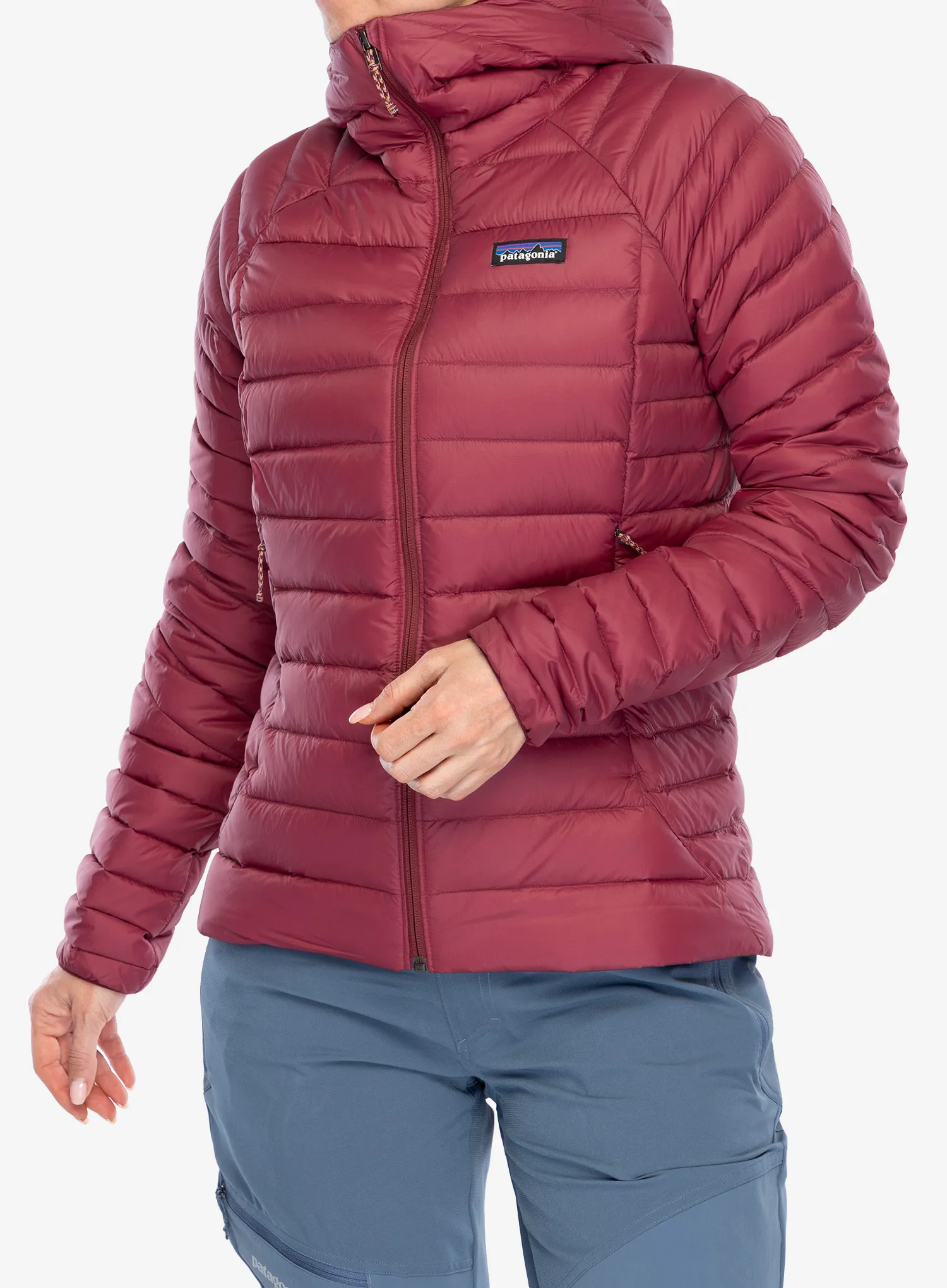 Dámská péřová bunda Patagonia Down Sweater Hoody - marion red
