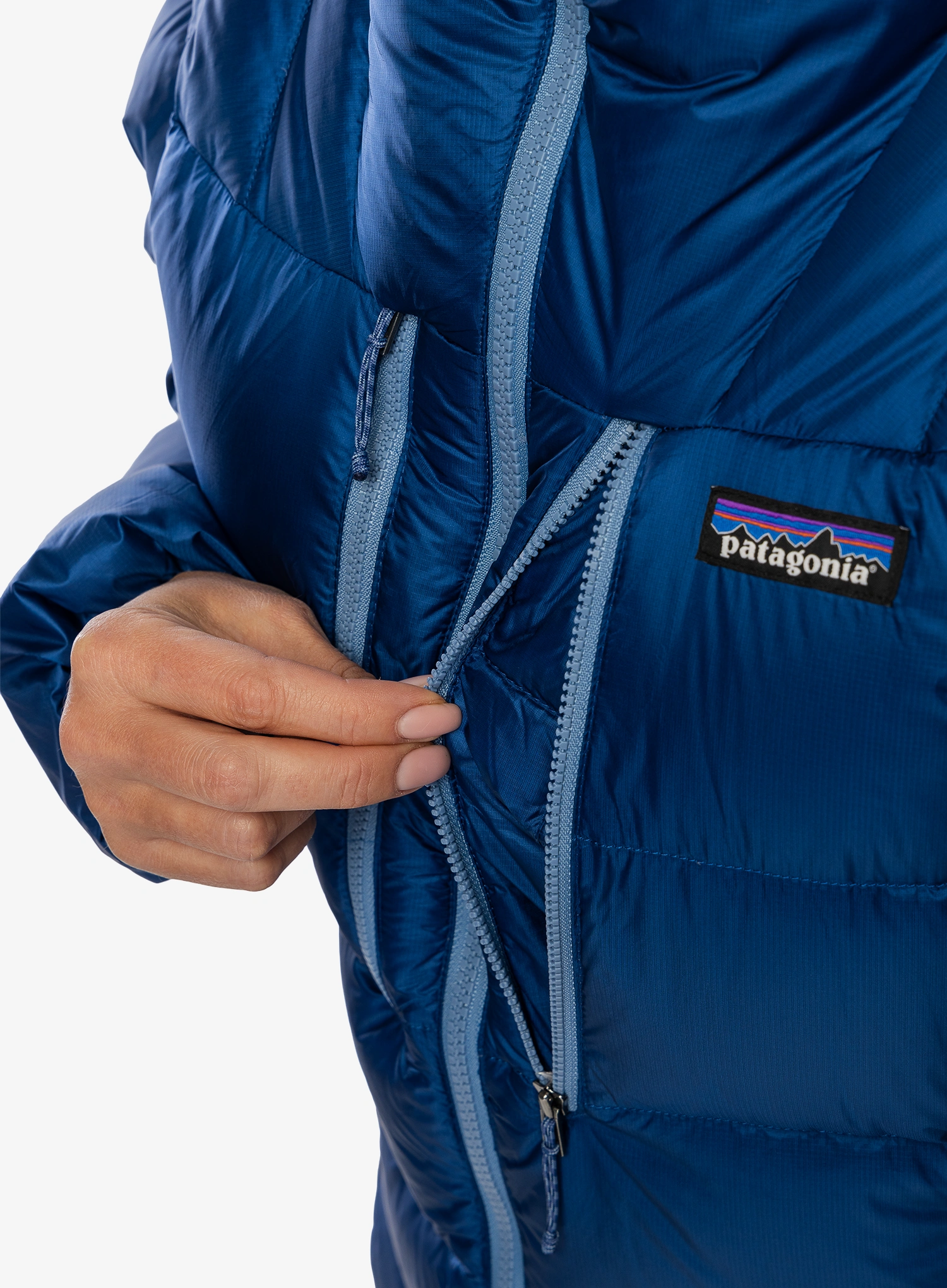 Dámská péřová bunda Patagonia Fitz Roy Down Hoody - clement blue