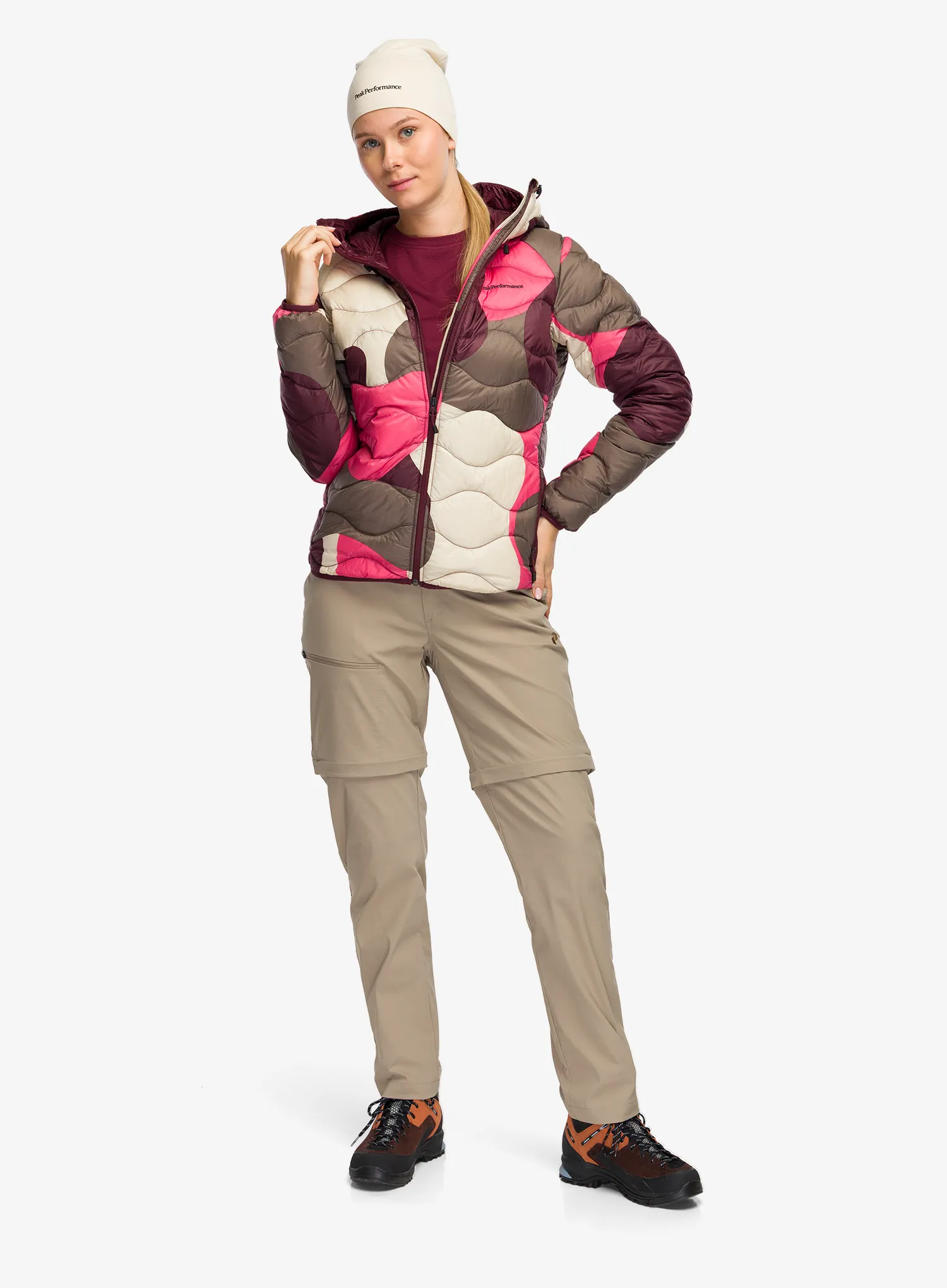 Dámská péřová bunda Peak Performance Helium AOP Down Hood Jacket   - snowbank