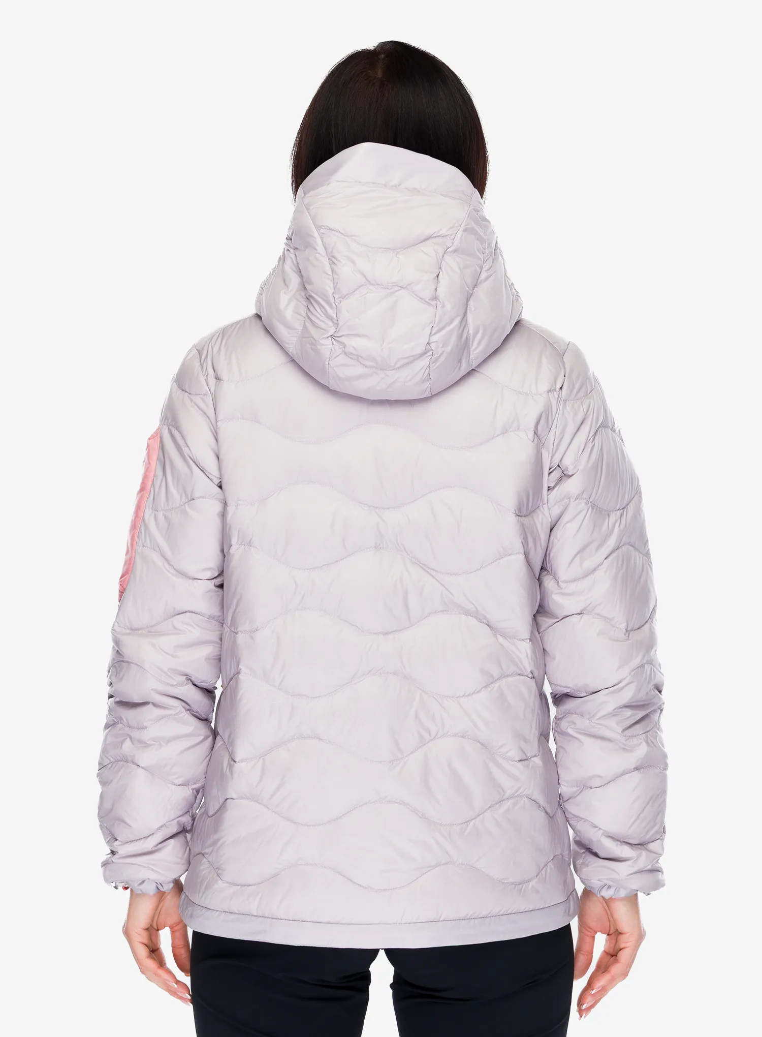Dámská péřová bunda Peak Performance Helium Utility Down Hood Jacket - misty lavender/canary lime