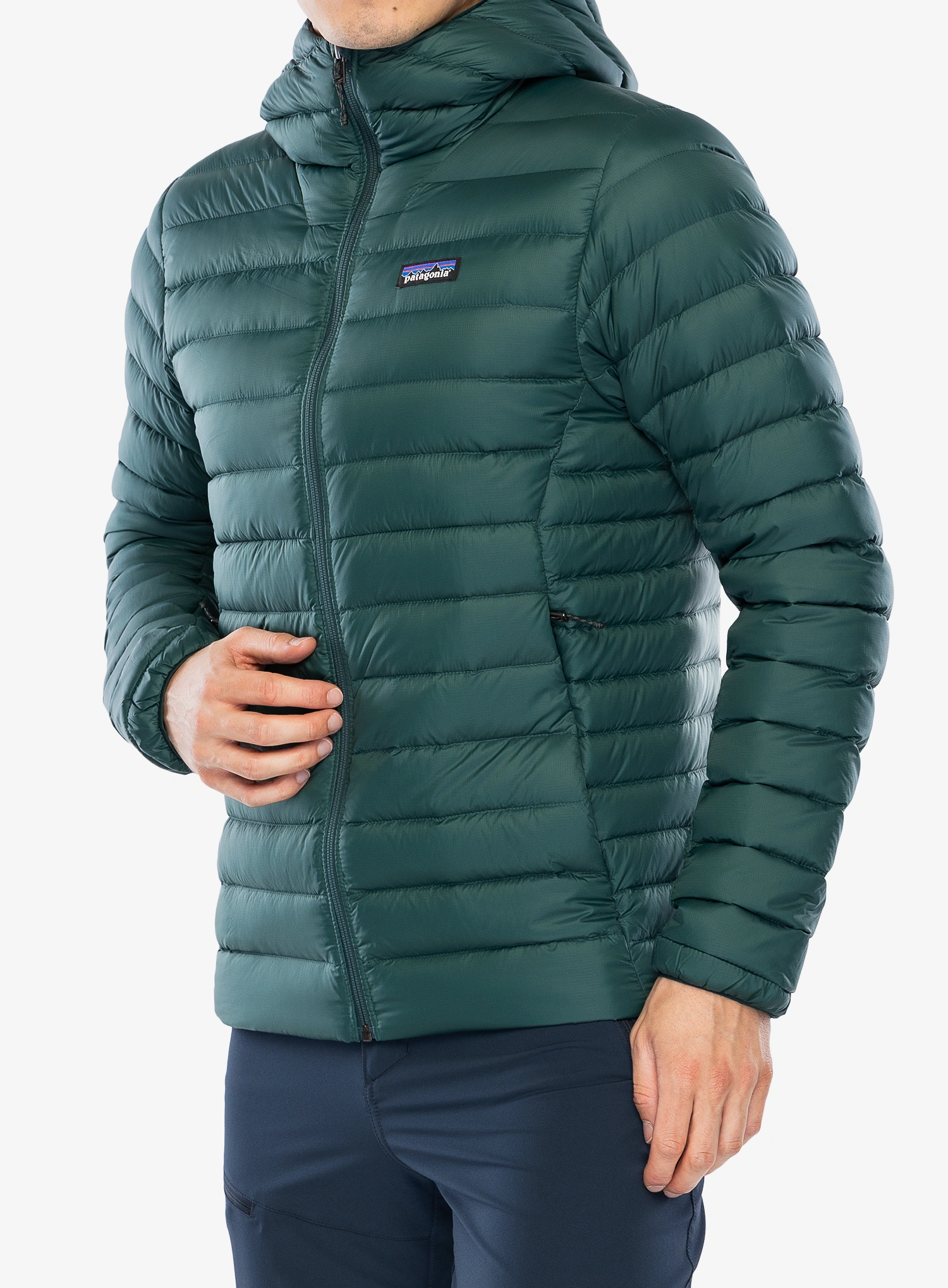 Péřová bunda Patagonia Down Sweater Hoody - cascade green/green