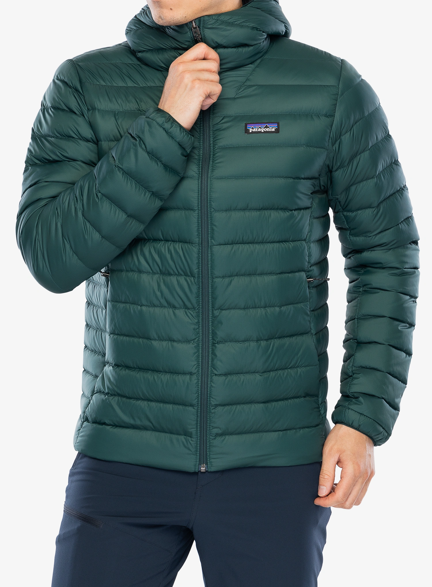 Péřová bunda Patagonia Down Sweater Hoody - cascade green/green