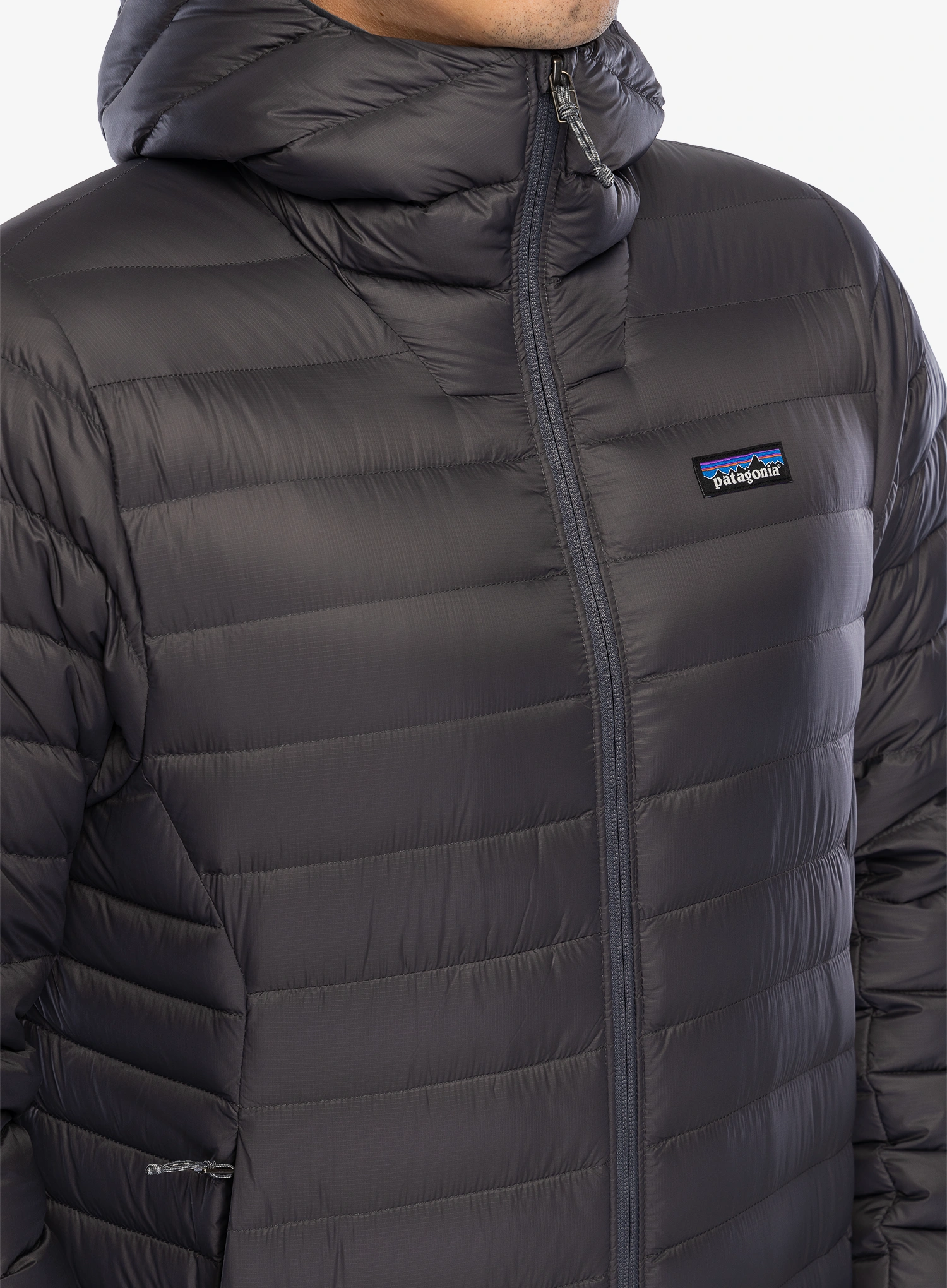 Péřová bunda Patagonia Down Sweater Hoody - forge grey