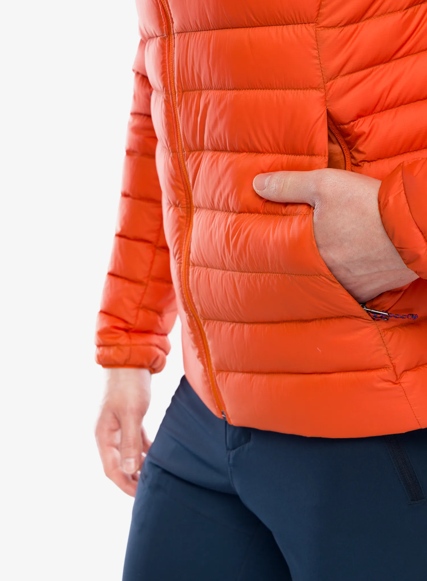 Péřová bunda Patagonia Down Sweater Hoody - pollinator orange