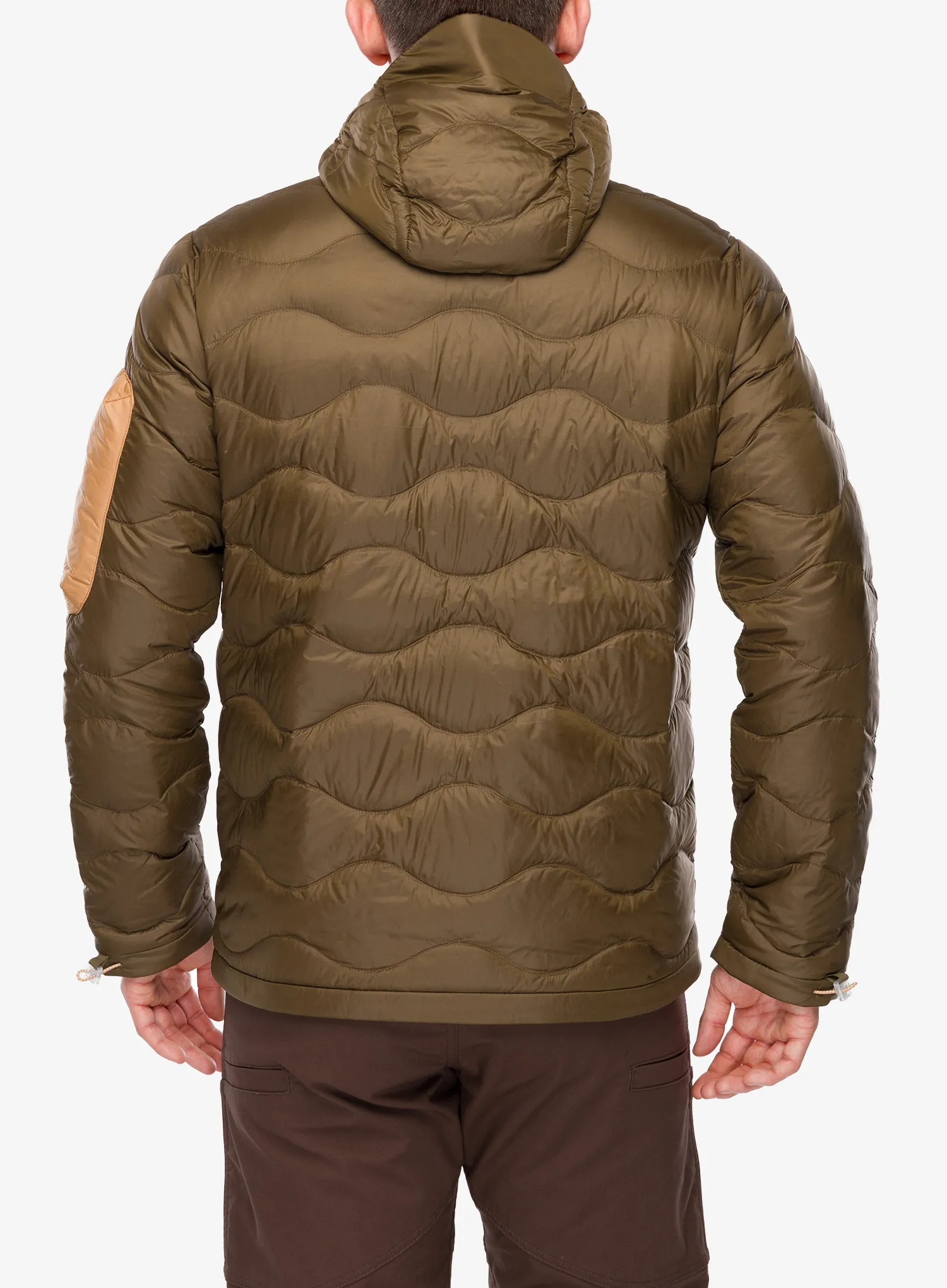 Péřová bunda Peak Performance Helium Utility Down Hood Jacket - meadow moss/sierra sand
