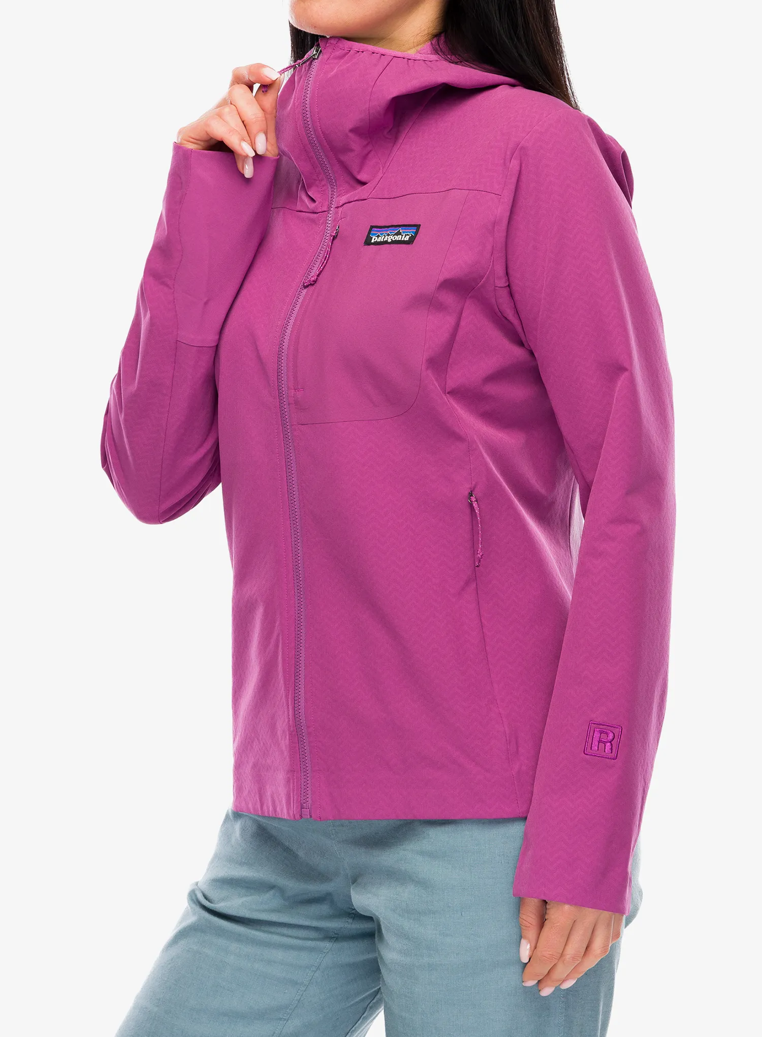 Softshellová bunda dámská Patagonia R1 CrossStrata Hoody - faded magenta