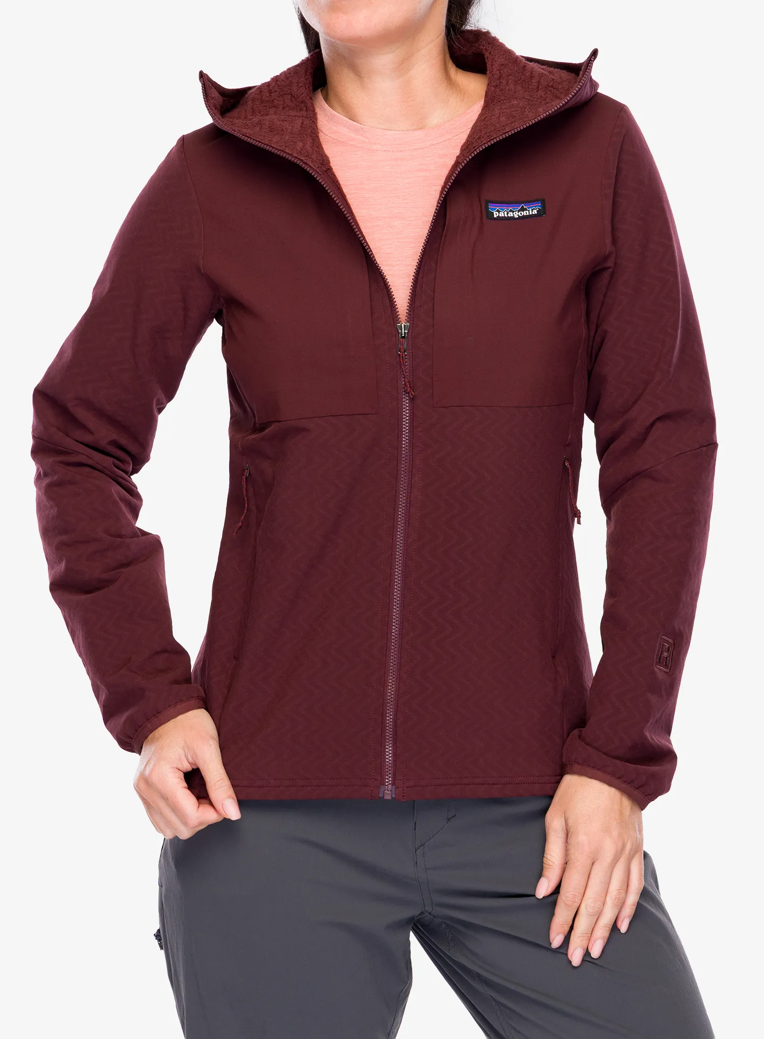 Softshellová bunda dámská Patagonia R2 CrossStrata Hoody - dark ruby