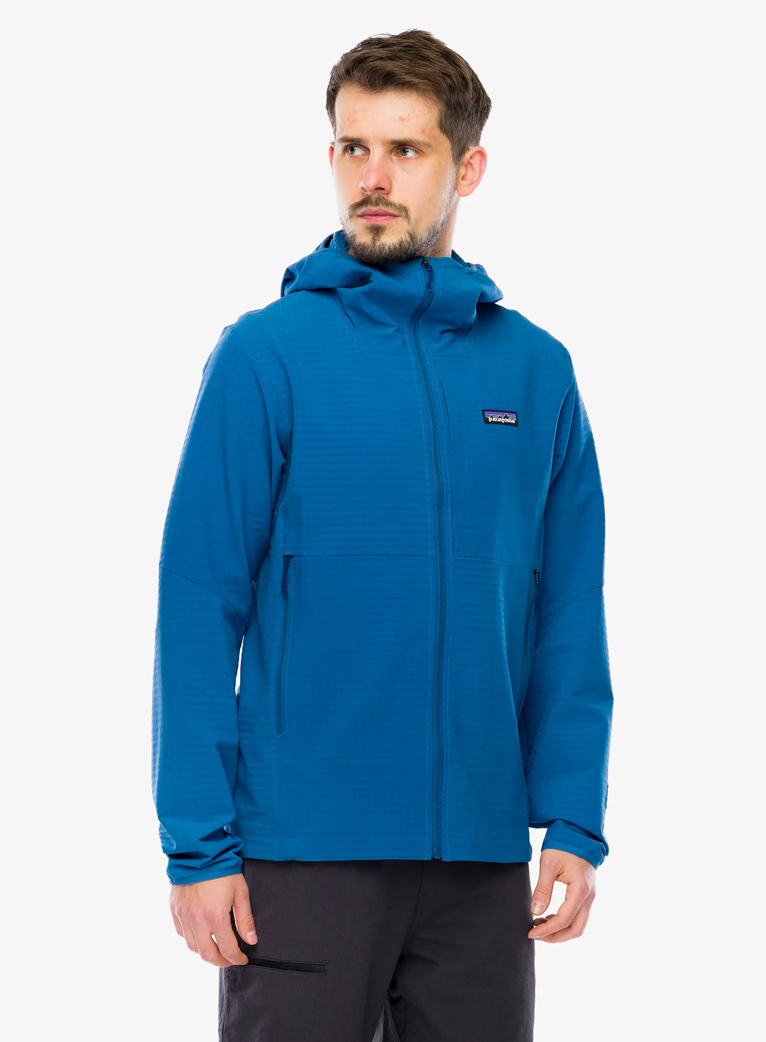 Softshellová bunda Patagonia R1 TechFace Hoody - aquatic blue