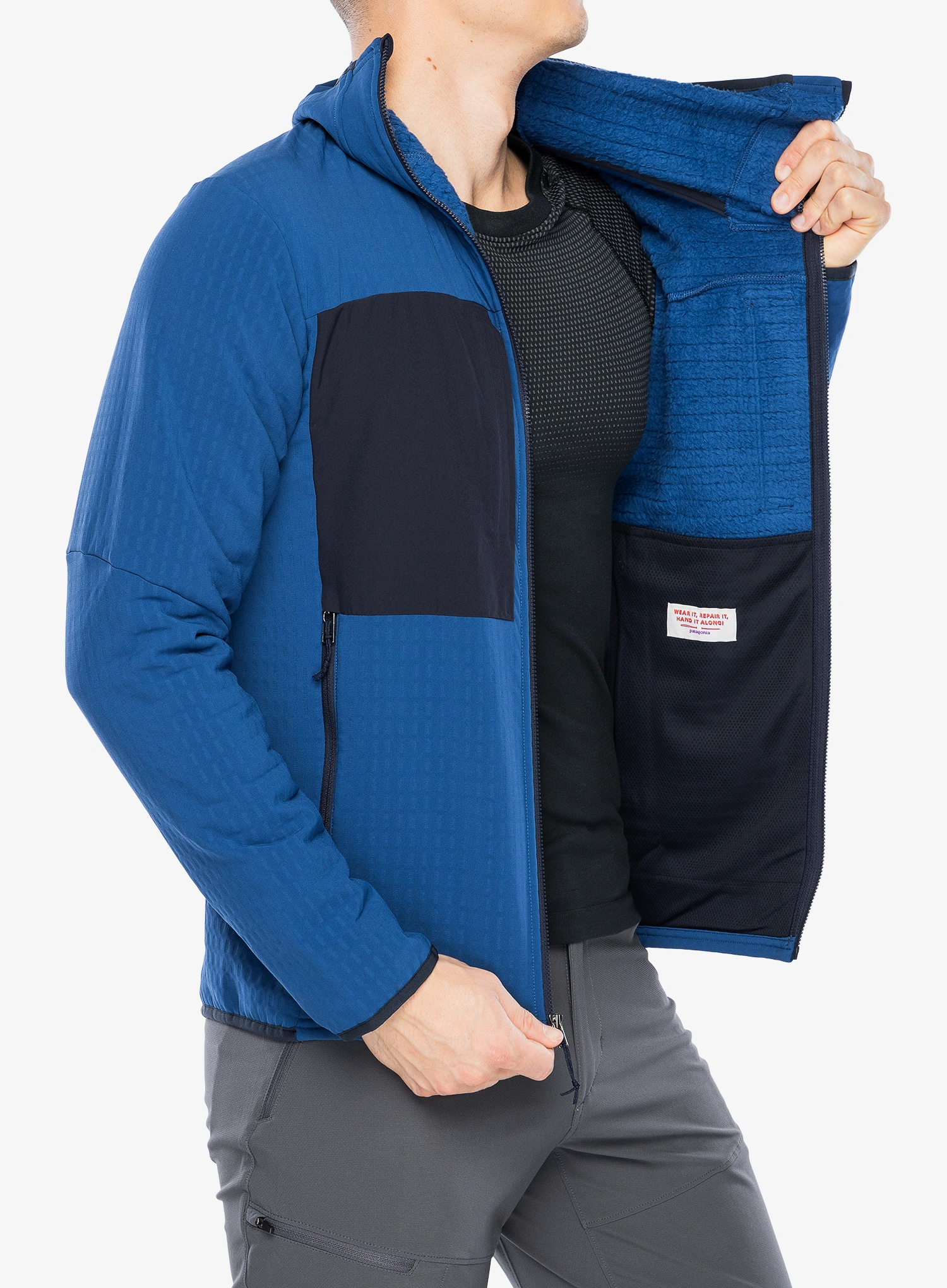 Softshellová bunda Patagonia R2 TechFace Hoody - clement blue