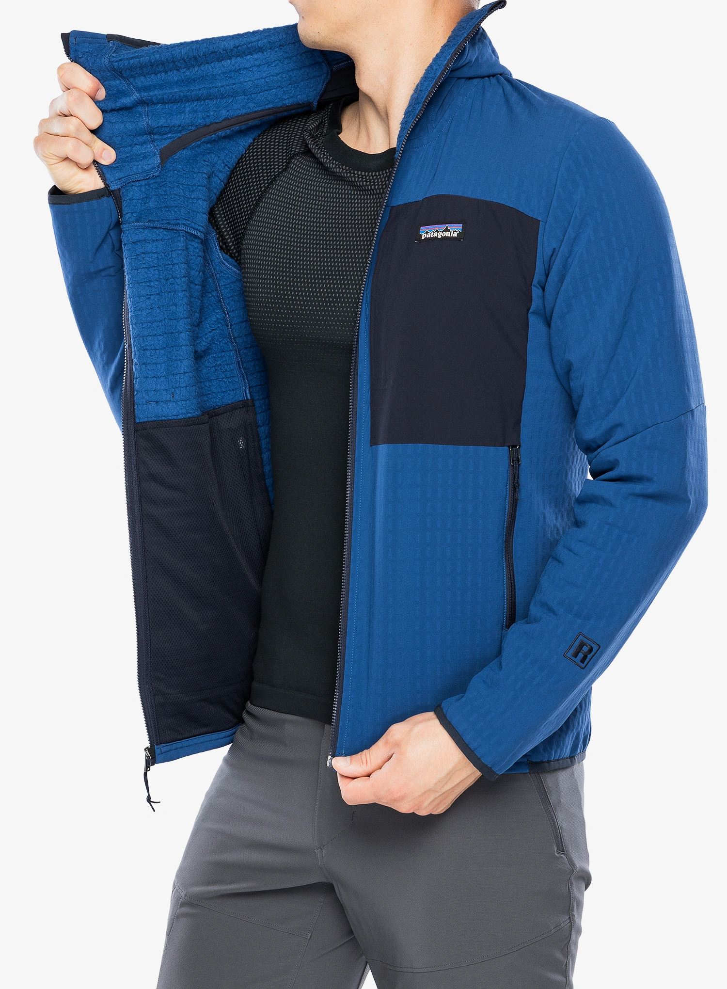 Softshellová bunda Patagonia R2 TechFace Hoody - clement blue