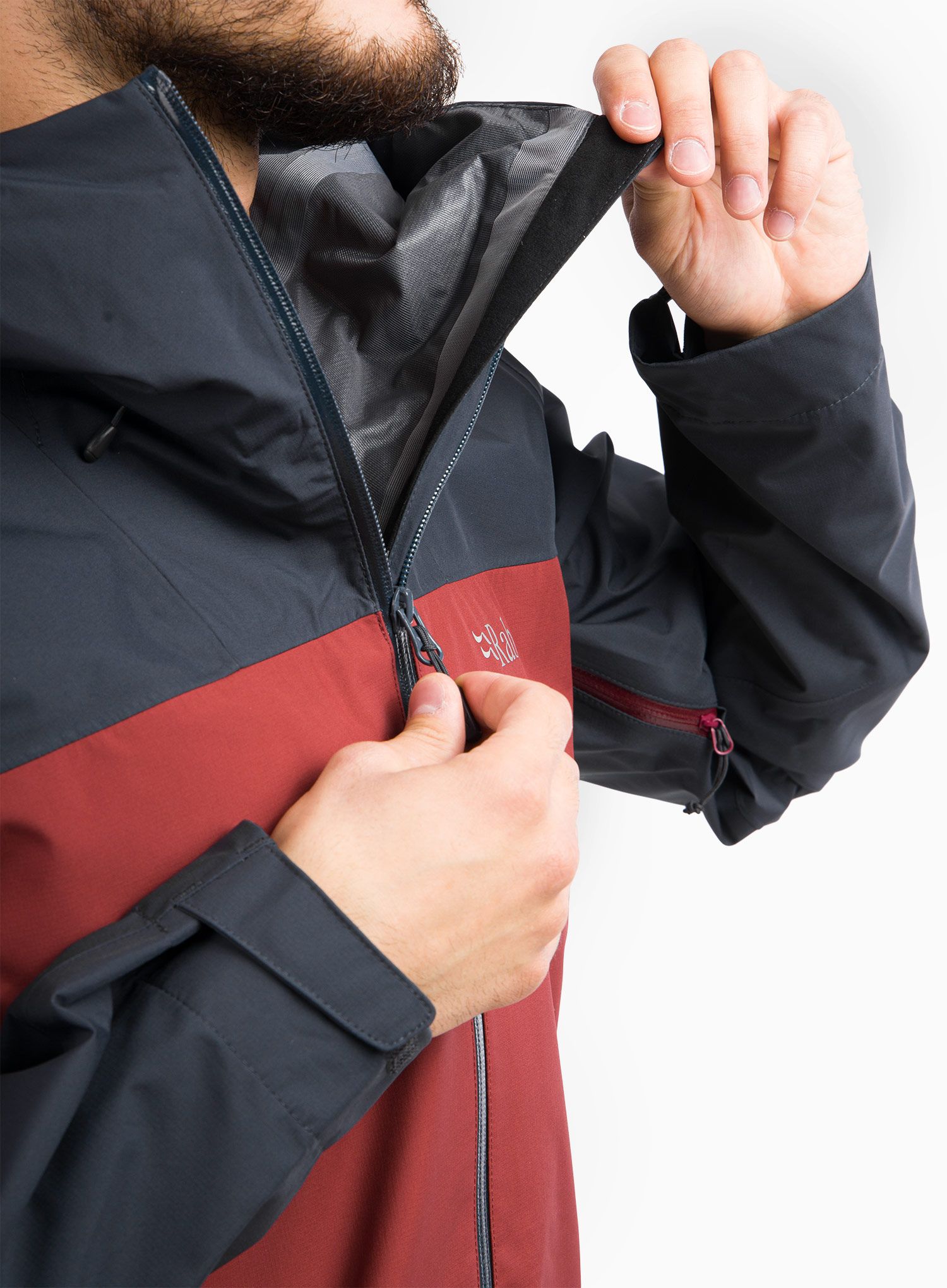 Bunda Rab Arc Eco Jacket - beluga/oxblood red
